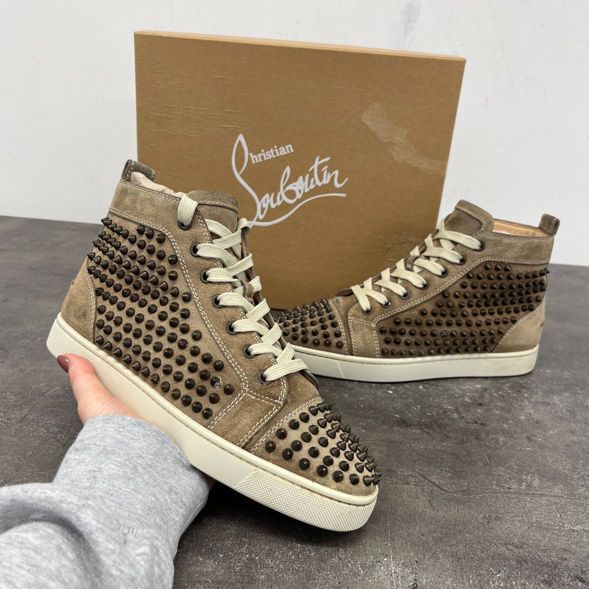 Men's Louis Flat Spikes High Trainers Brown Size EU 40 / UK 6