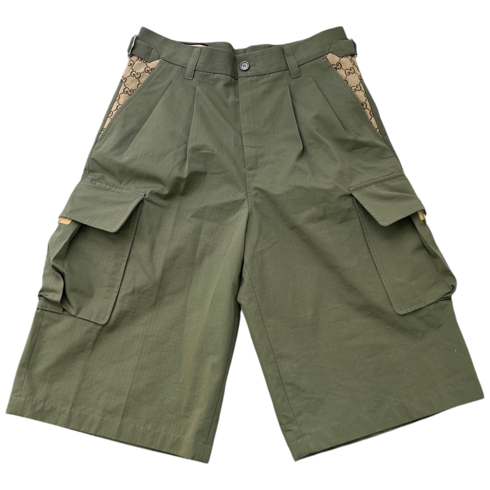 Men's Gg Supreme Side Panels Shorts Khaki Size IT 46 / UK 30