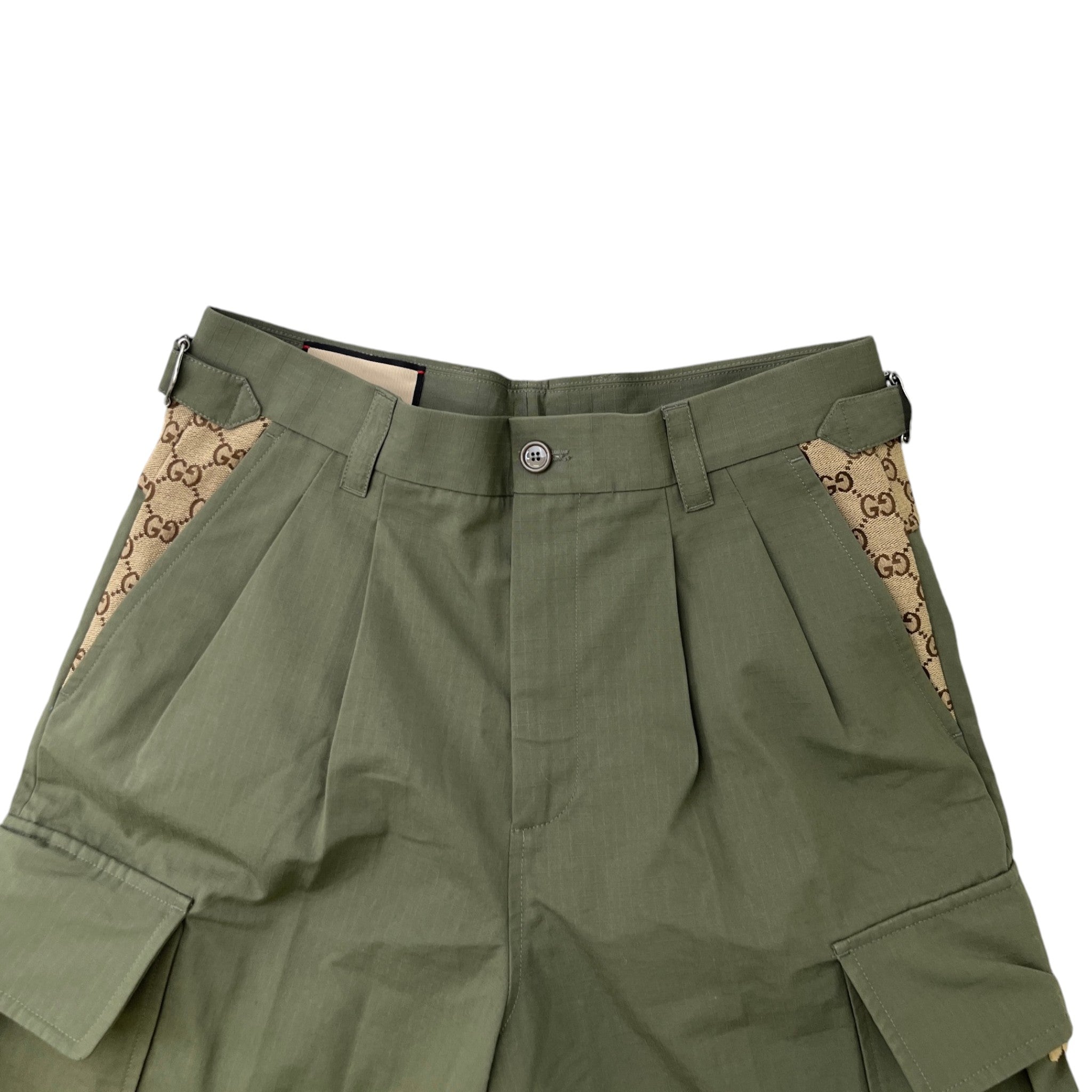 Men's Gg Supreme Side Panels Shorts Khaki Size IT 46 / UK 30