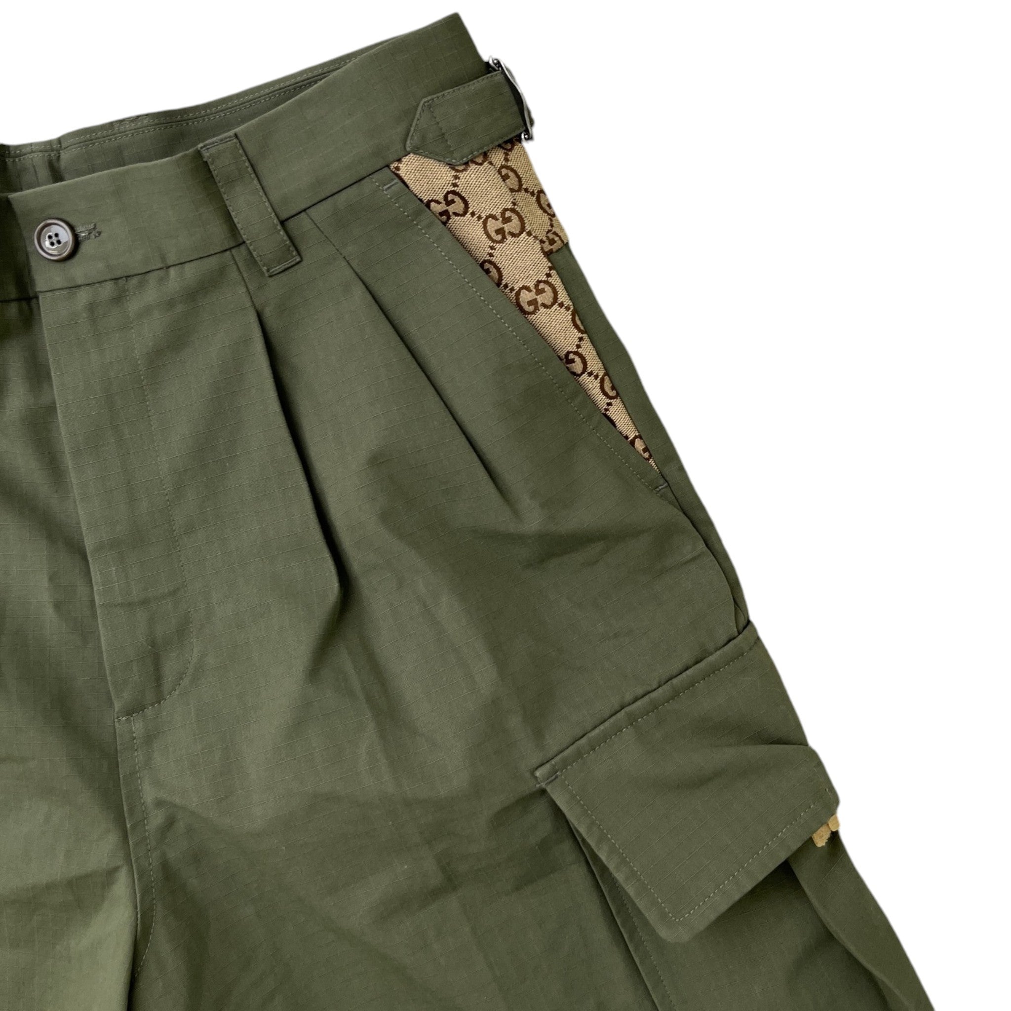 Men's Gg Supreme Side Panels Shorts Khaki Size IT 46 / UK 30