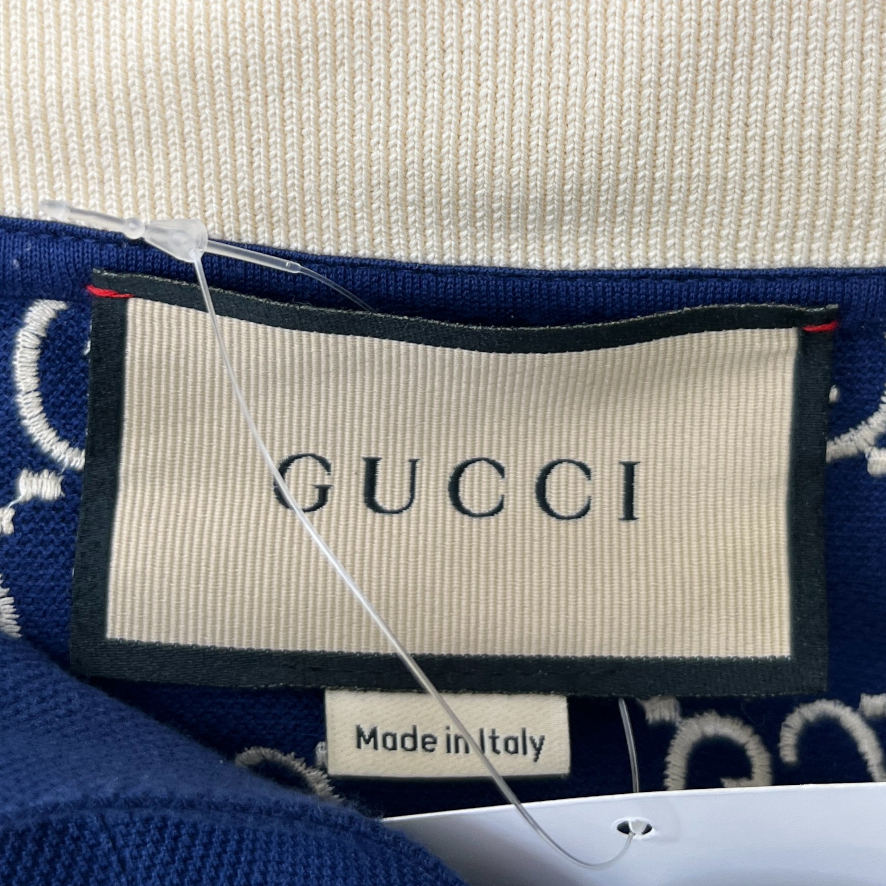 Men's Logo-Jacquard Gg Polo Shirt Navy Size XL