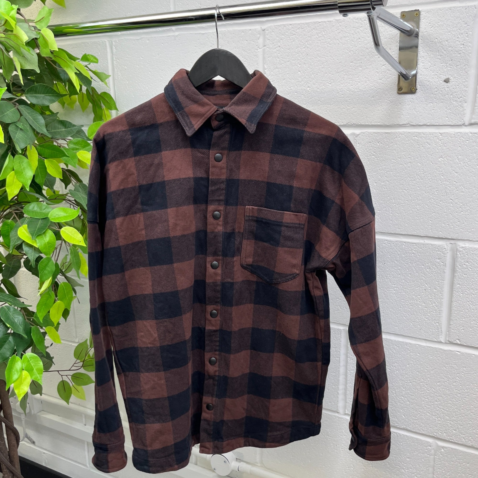 Men's Printed Logo Flannel Shirt Brown Size IT 44 / UK XS