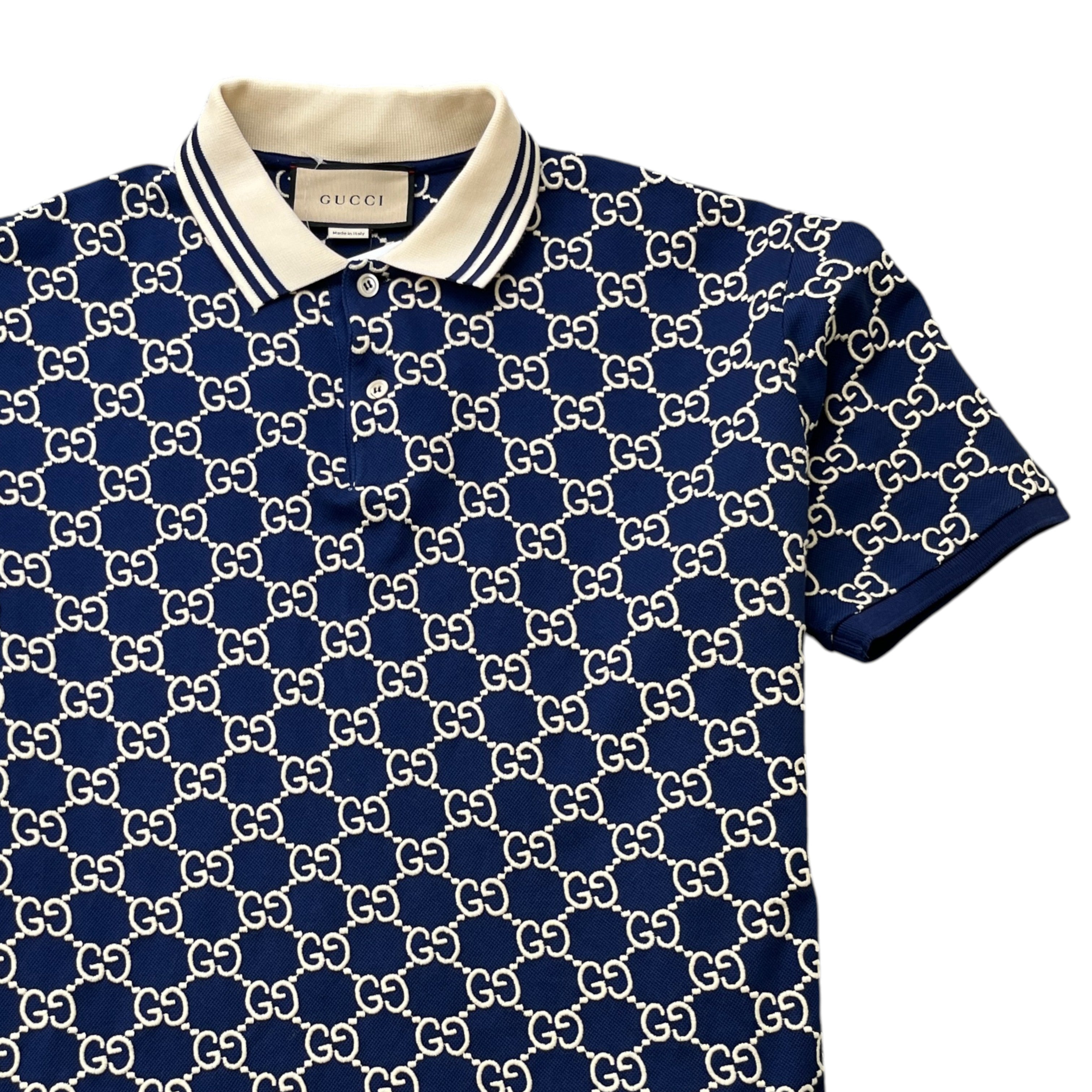 Men's Logo-Jacquard Gg Polo Shirt Navy Size XL