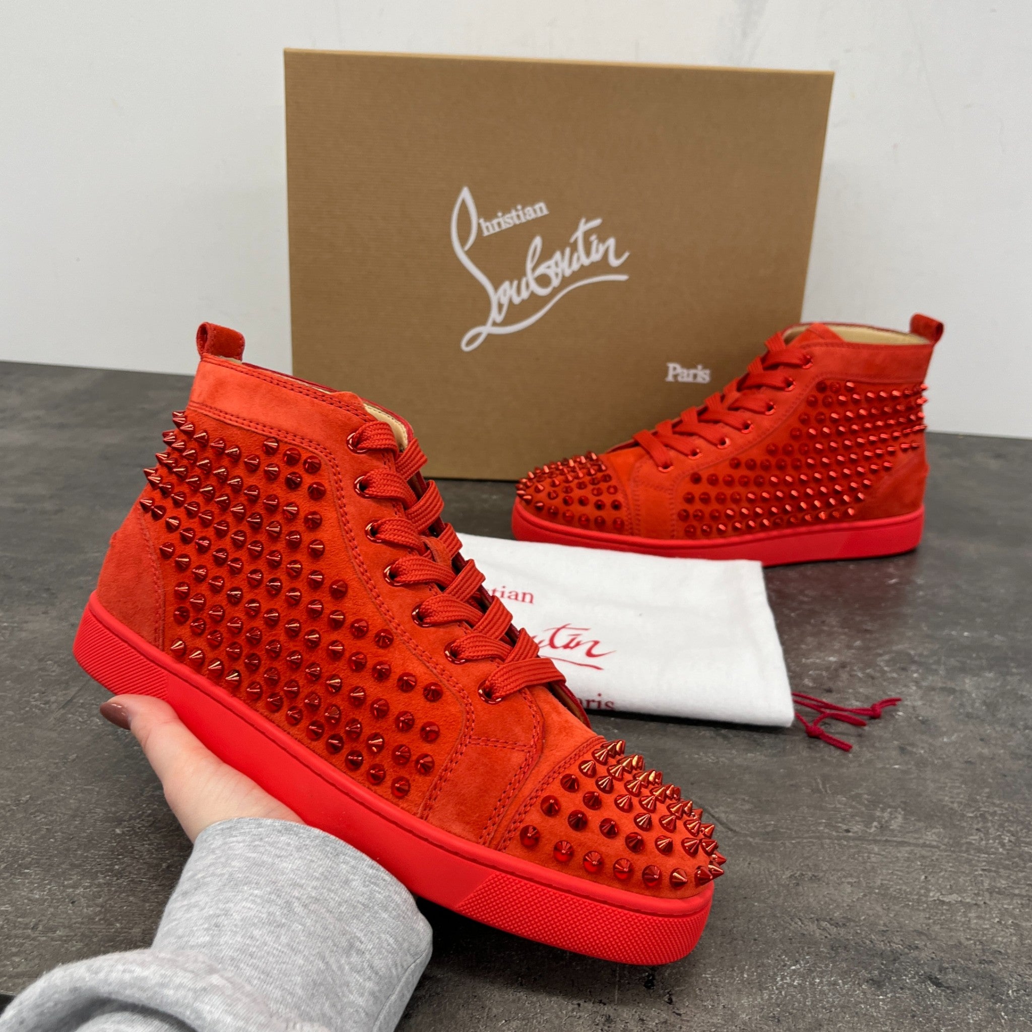 Men's Louis Flat Spike High Trainers Red Size EU 40.5 / UK 6.5