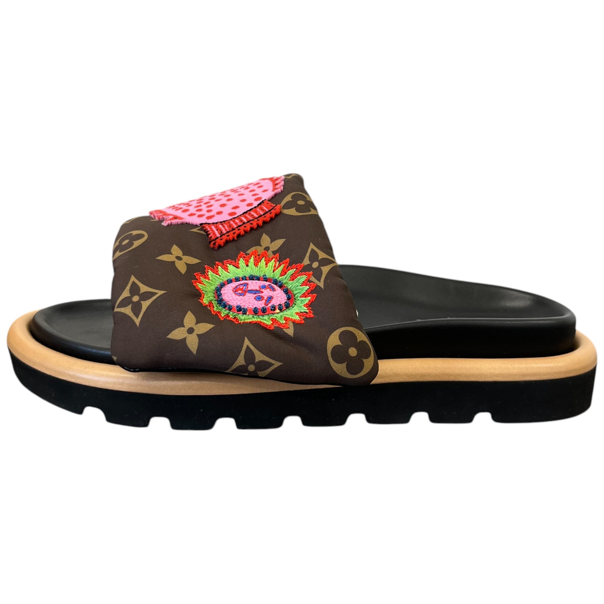 Women's Louis Vuitton X Yayoi Kusama Pool Slides Brown Size EU 38 / UK 5