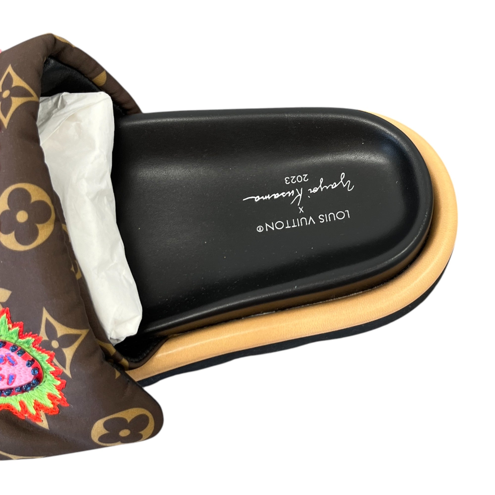 Women's Louis Vuitton X Yayoi Kusama Pool Slides Brown Size EU 38 / UK 5