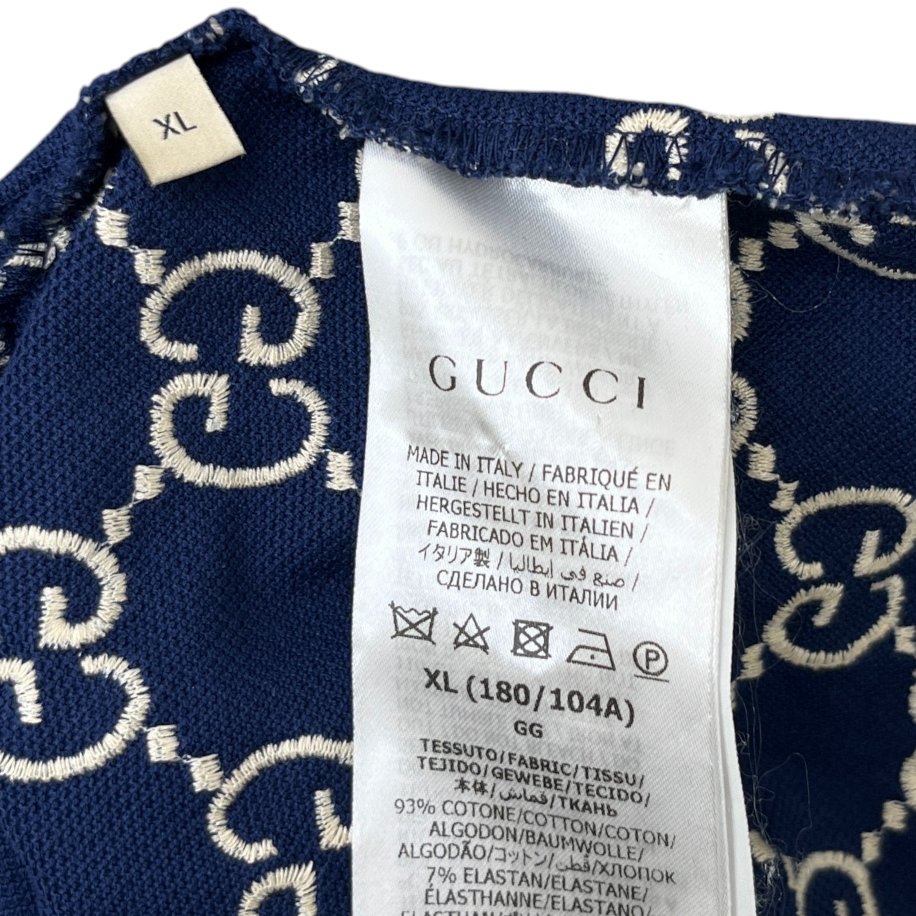 Men's Logo-Jacquard Gg Polo Shirt Navy Size XL