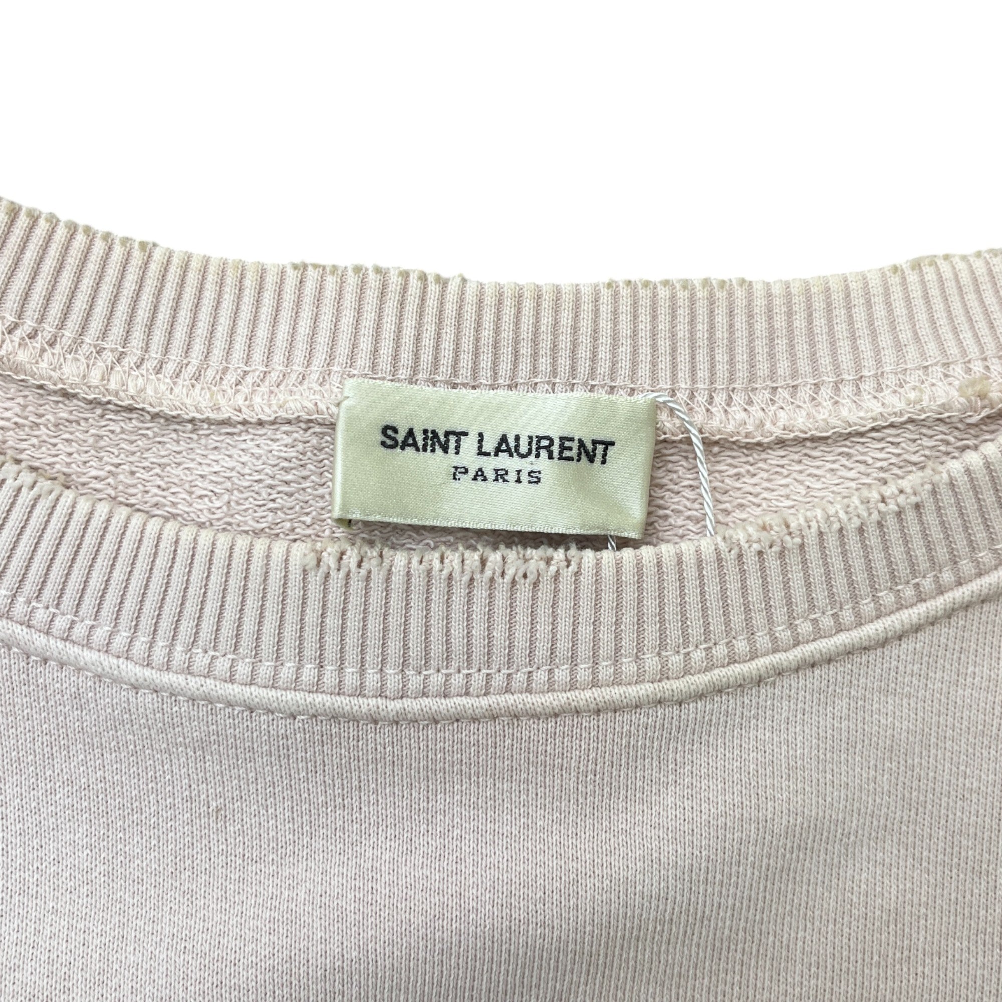 Men's Distressed Logo Print Sweatshirt Cream Size S