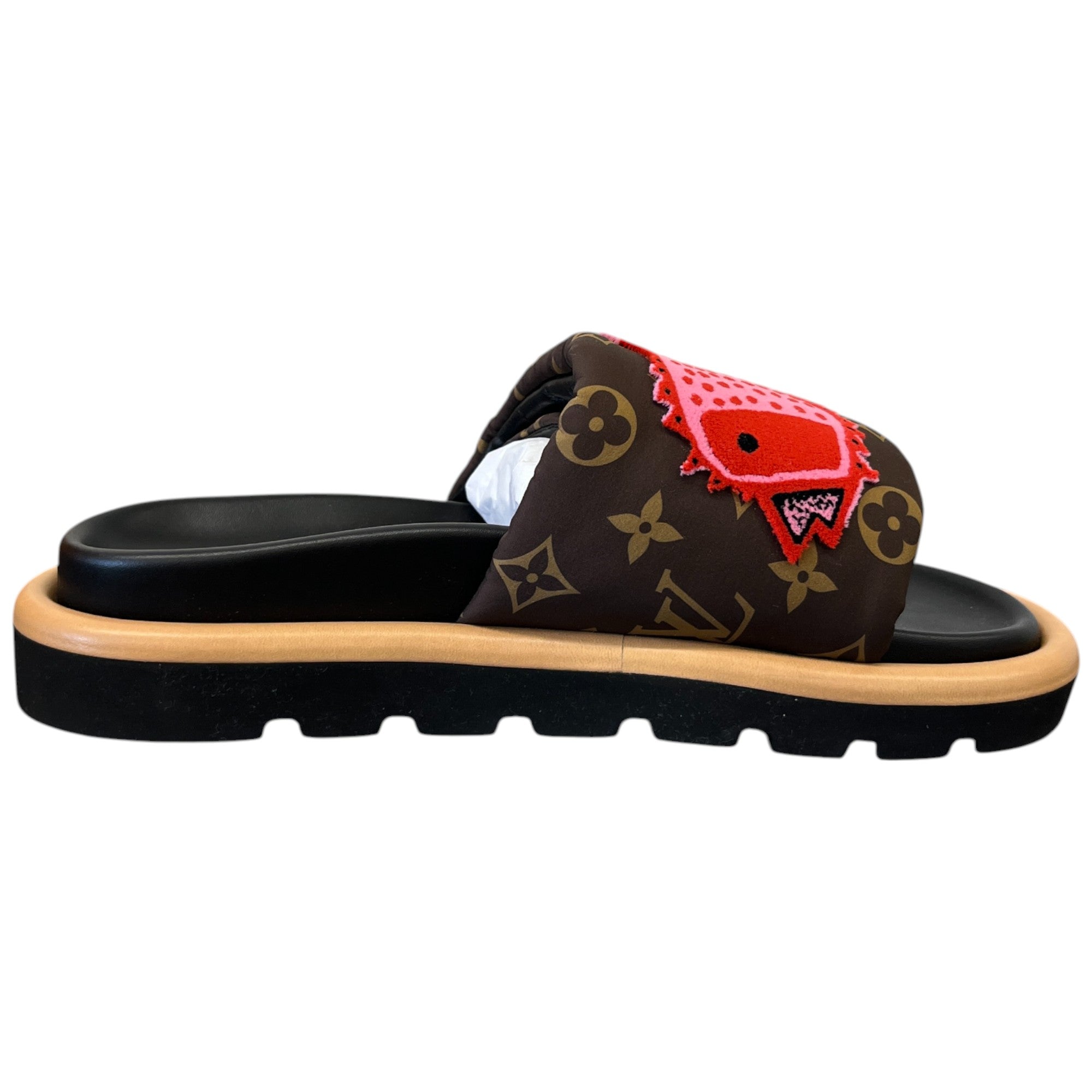 Women's Louis Vuitton X Yayoi Kusama Pool Slides Brown Size EU 38 / UK 5