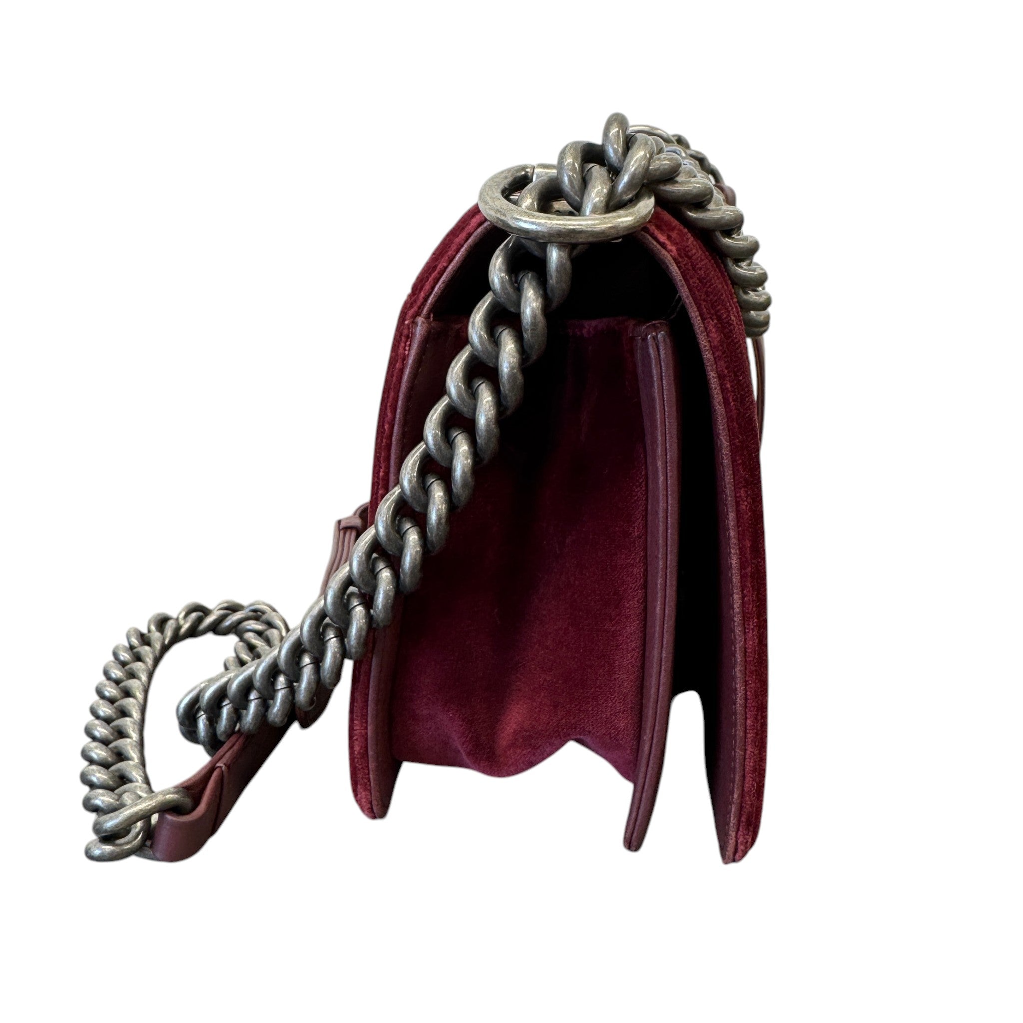 Women's Boy Medium Velvet Bag Burgundy