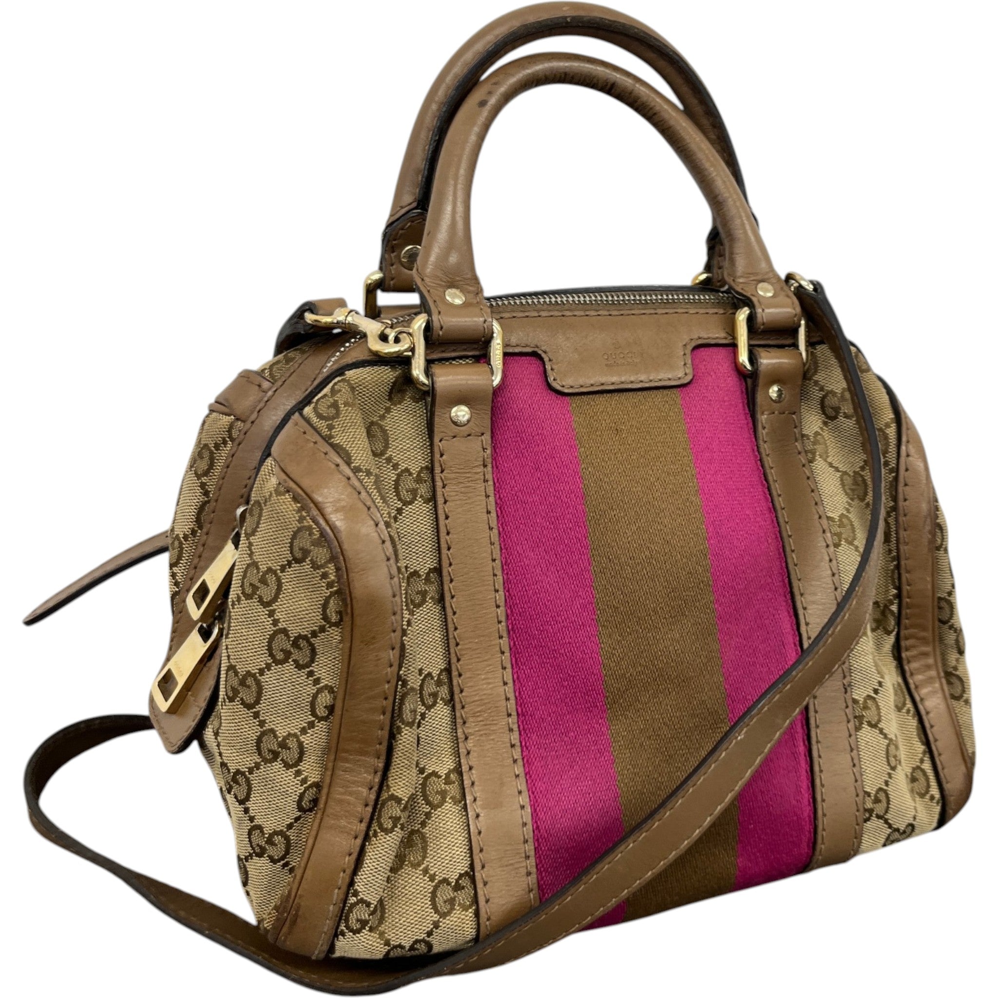 Women's Web Boston Gg Canvas Handbag Beige