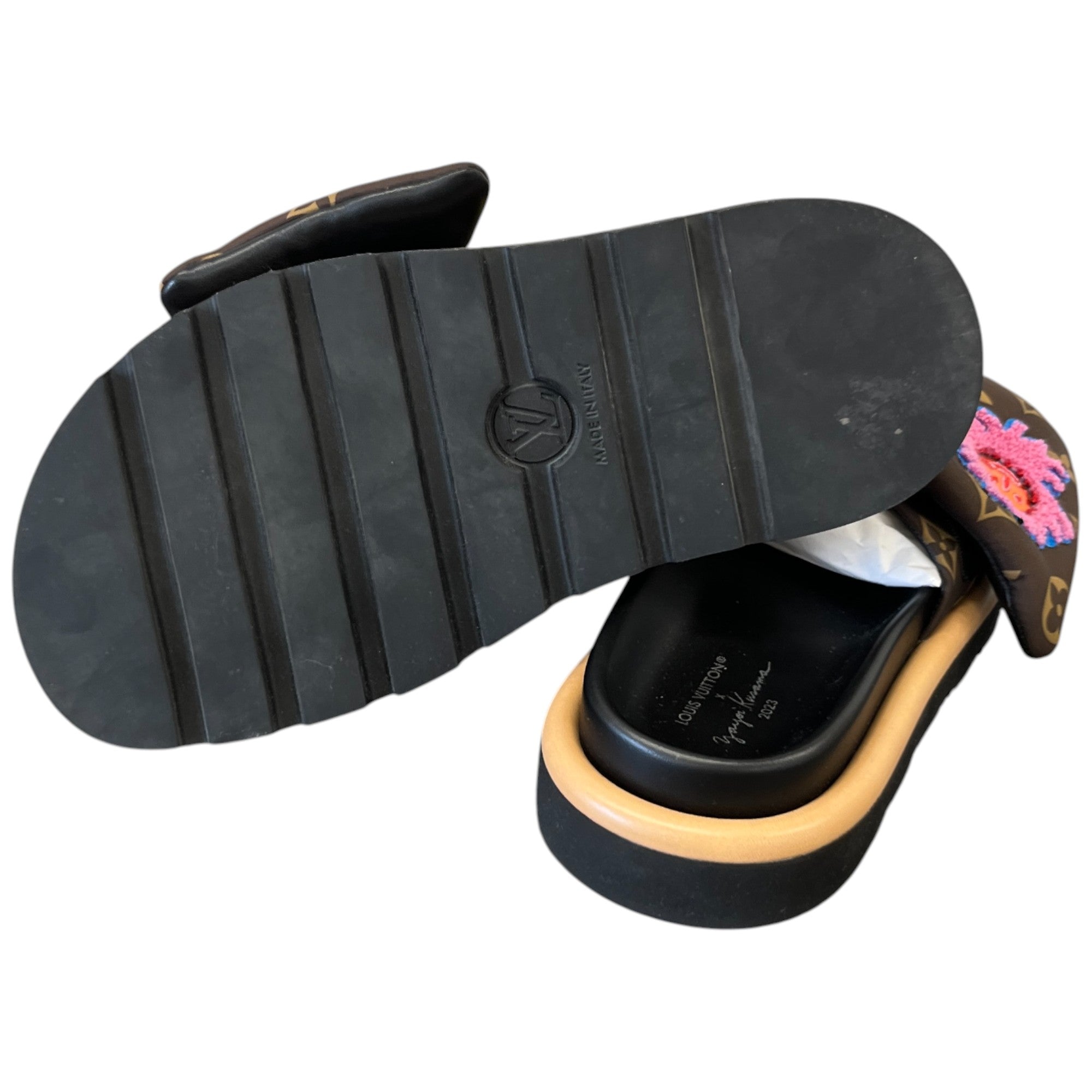 Women's Louis Vuitton X Yayoi Kusama Pool Slides Brown Size EU 38 / UK 5