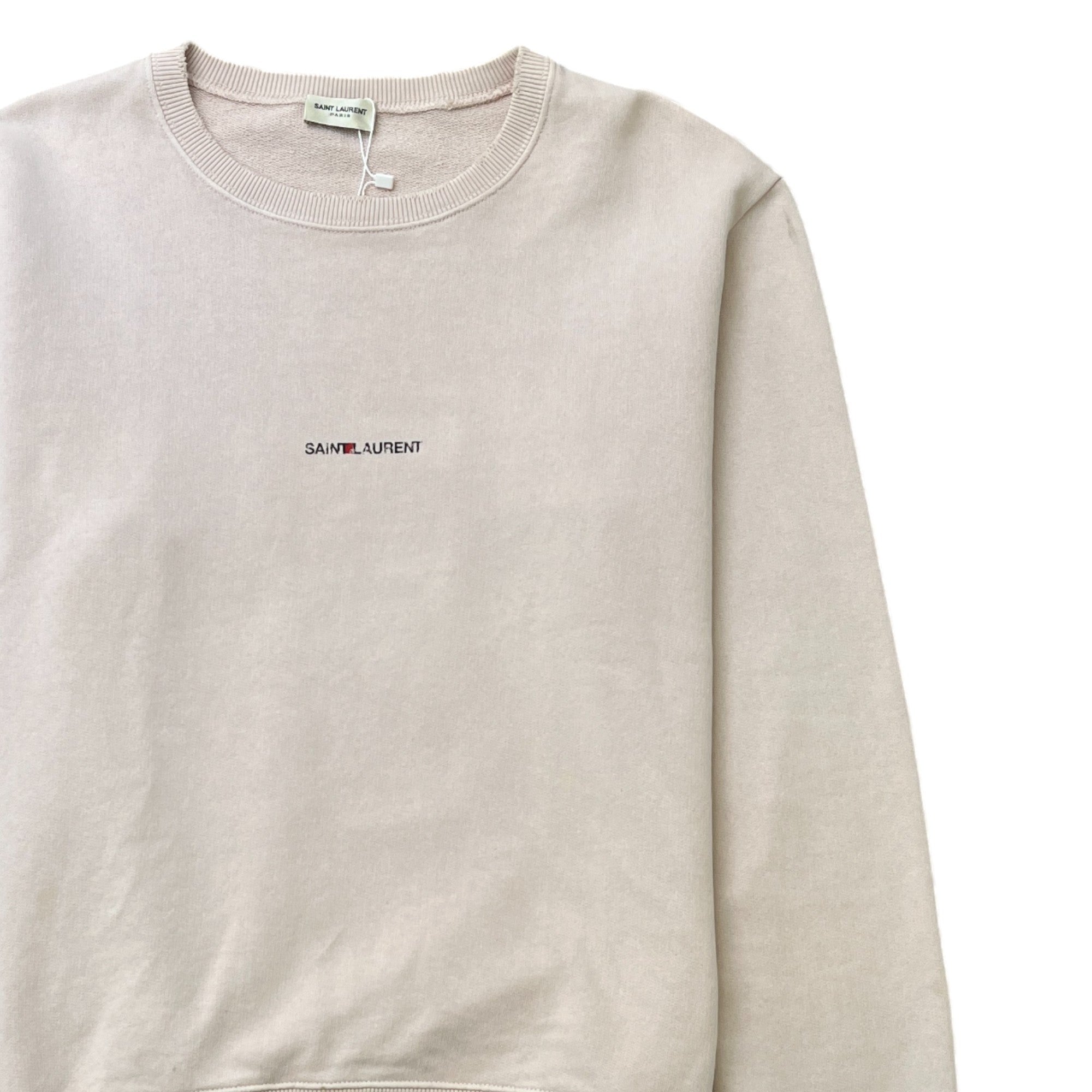 Men's Distressed Logo Print Sweatshirt Cream Size S