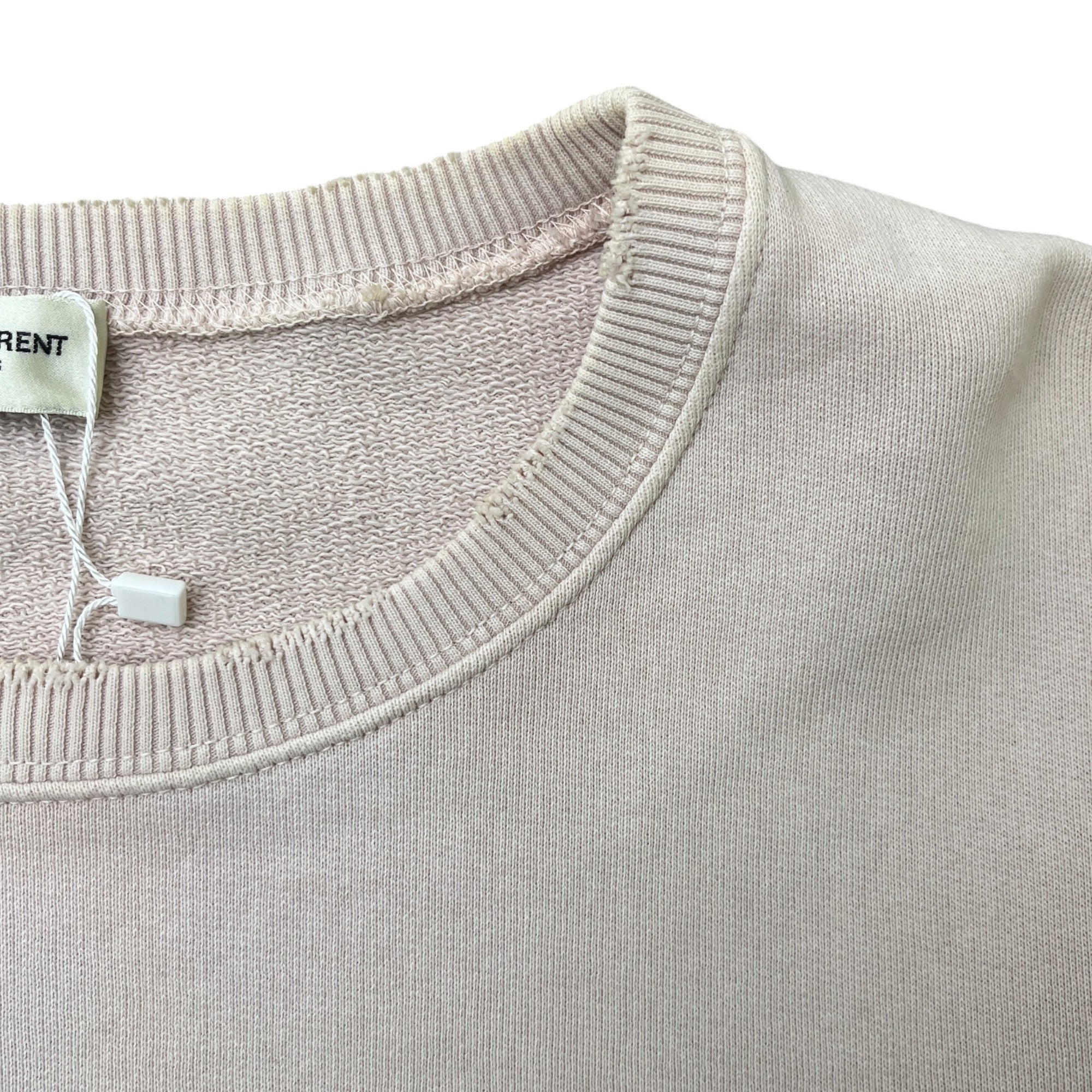 Men's Distressed Logo Print Sweatshirt Cream Size S