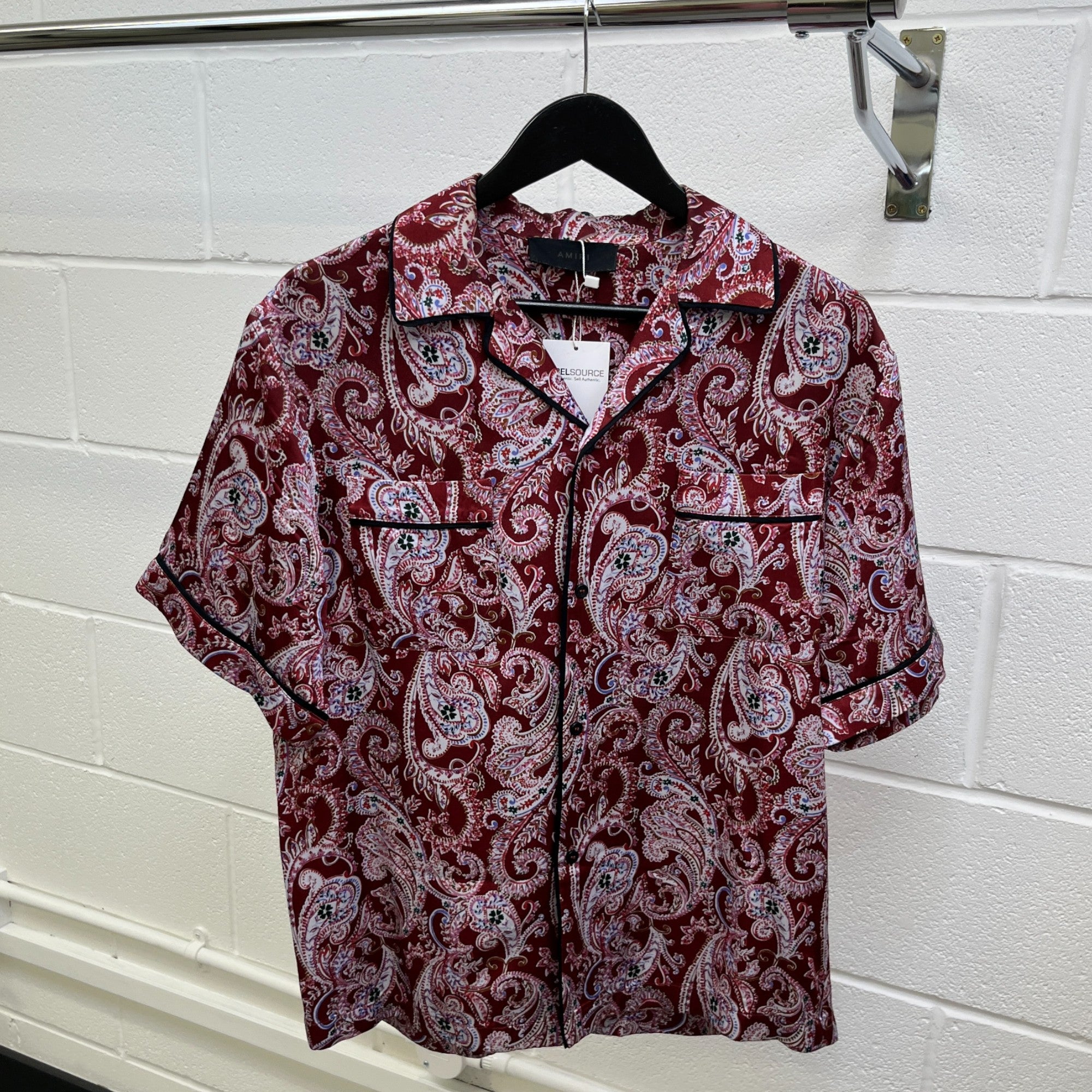Men's Paisley Logo Print Short Sleeve Shirt Red Size IT 48 / UK M