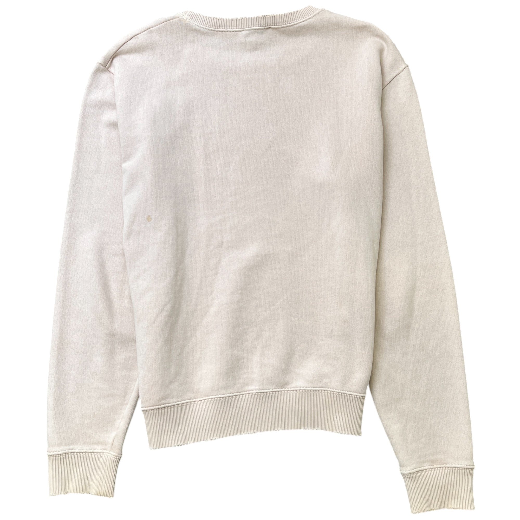 Men's Distressed Logo Print Sweatshirt Cream Size S