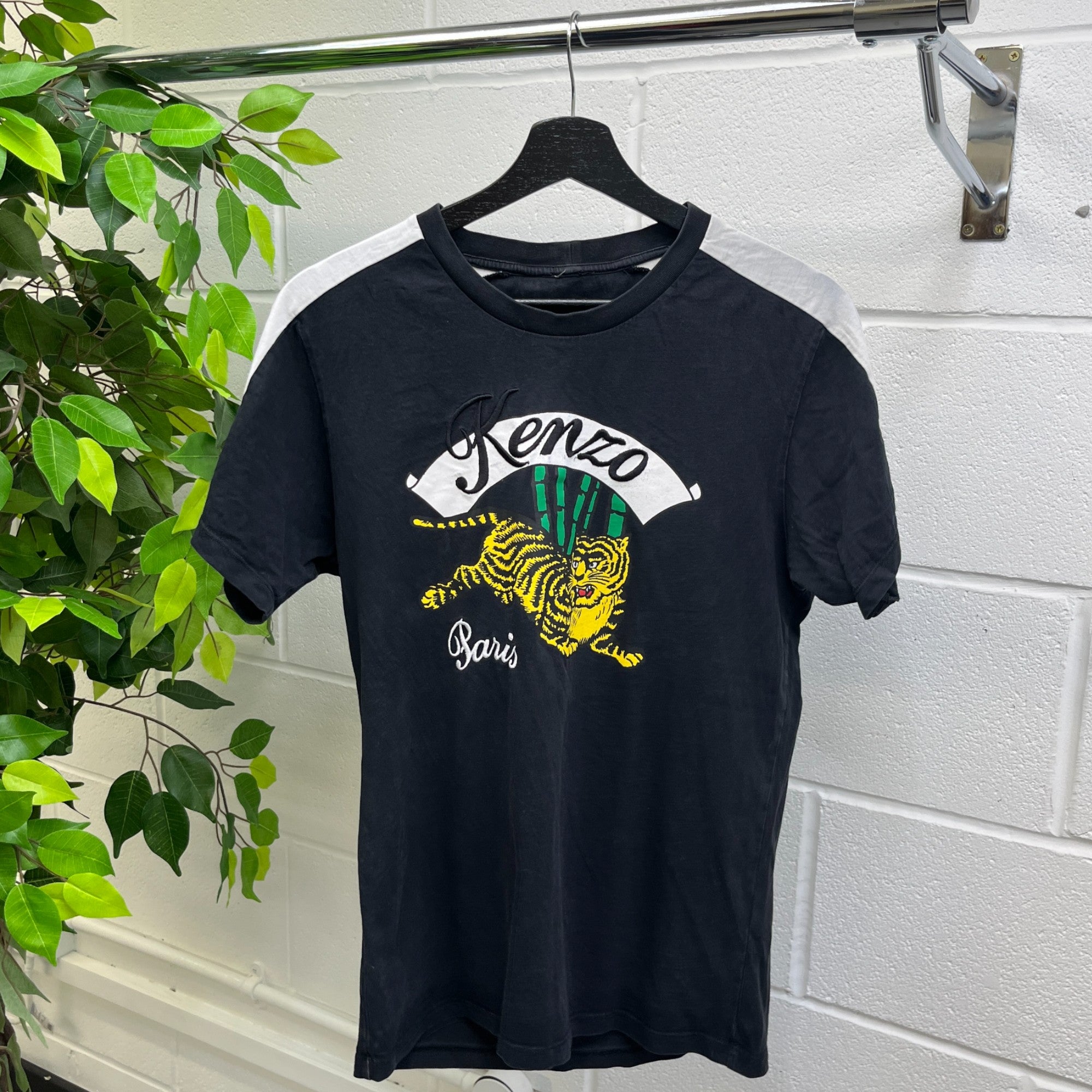 Men's Embroidered Logo Print T-Shirt Black Size S