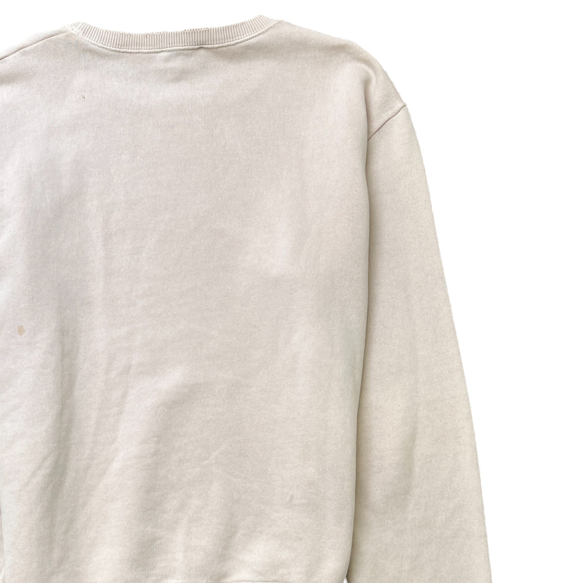 Men's Distressed Logo Print Sweatshirt Cream Size S