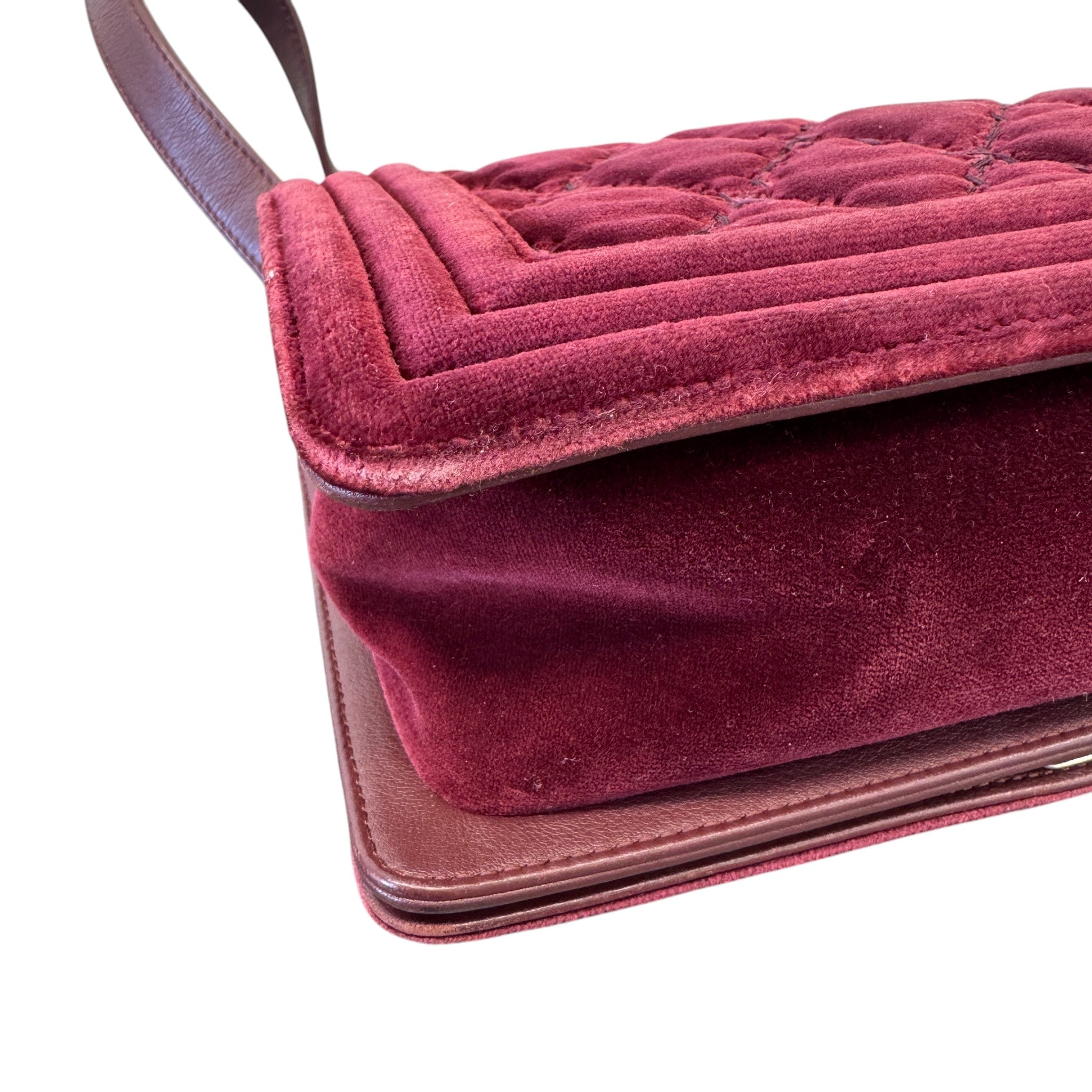 Women's Boy Medium Velvet Bag Burgundy