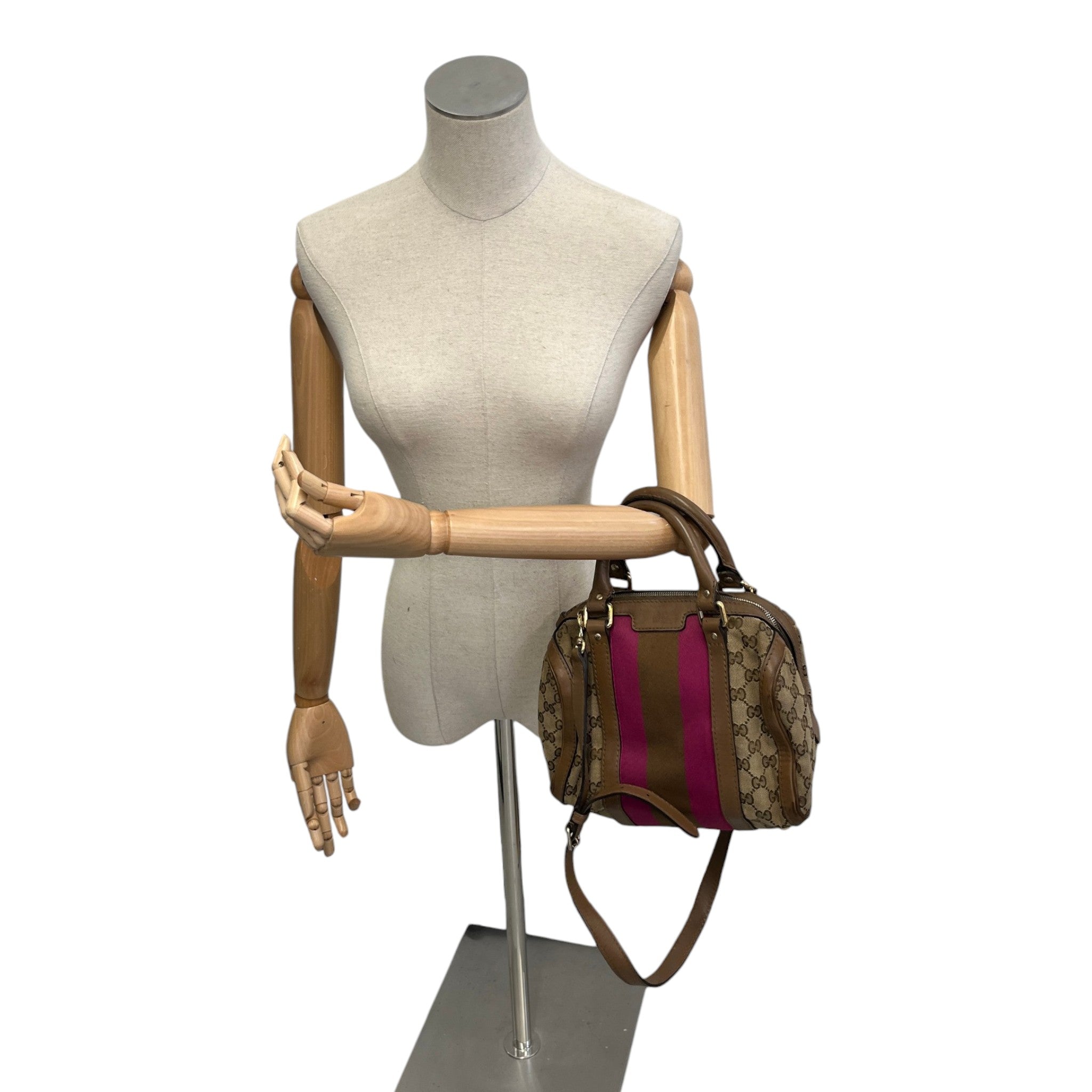Women's Web Boston Gg Canvas Handbag Beige