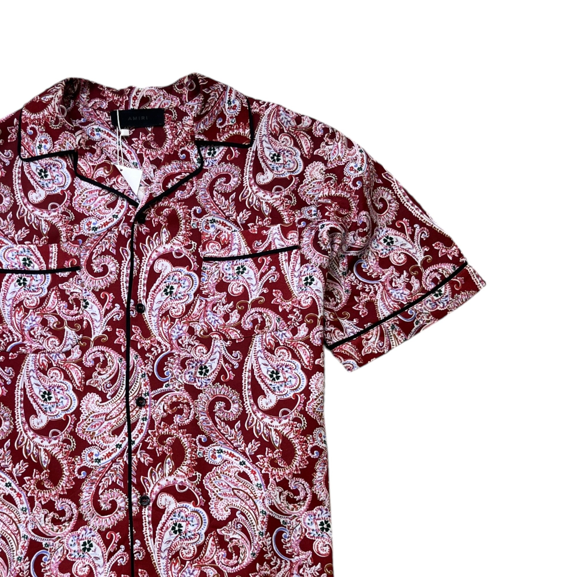 Men's Paisley Logo Print Short Sleeve Shirt Red Size IT 48 / UK M
