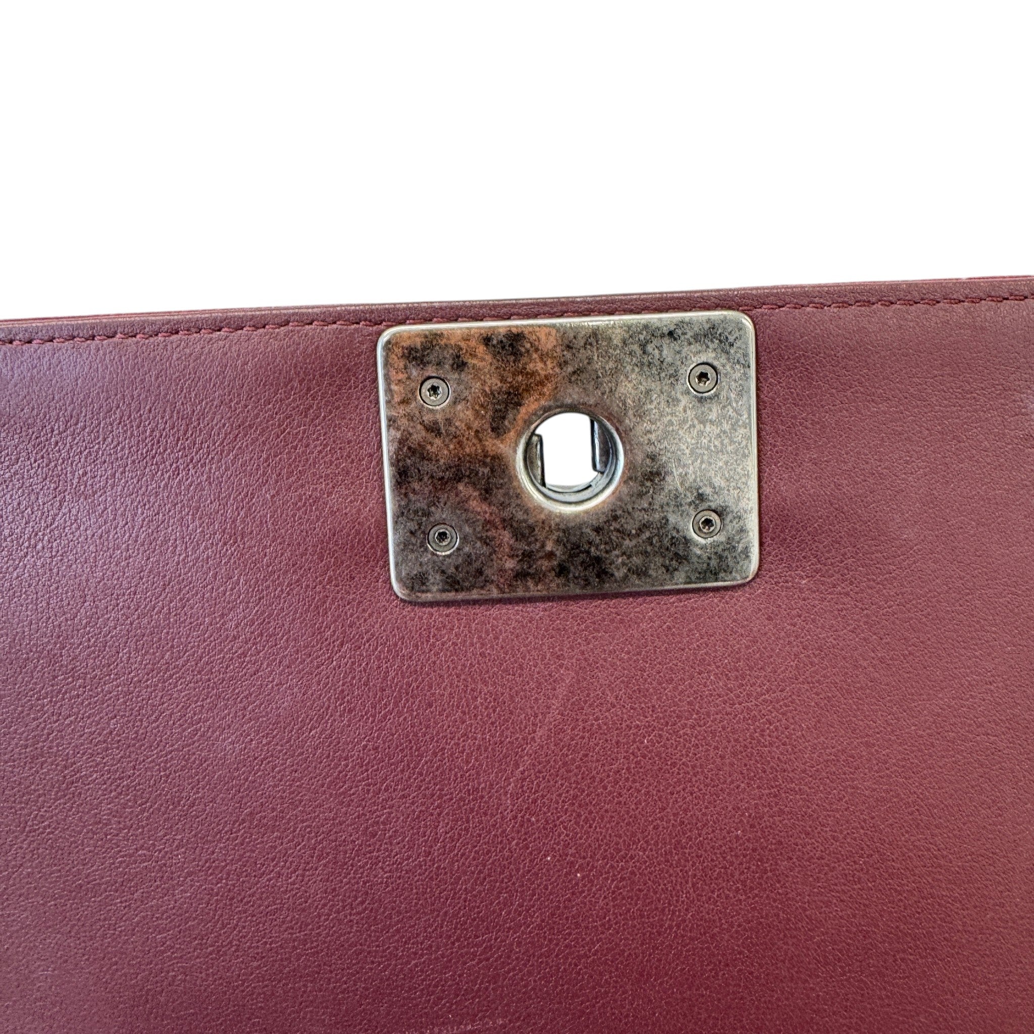 Women's Boy Medium Velvet Bag Burgundy