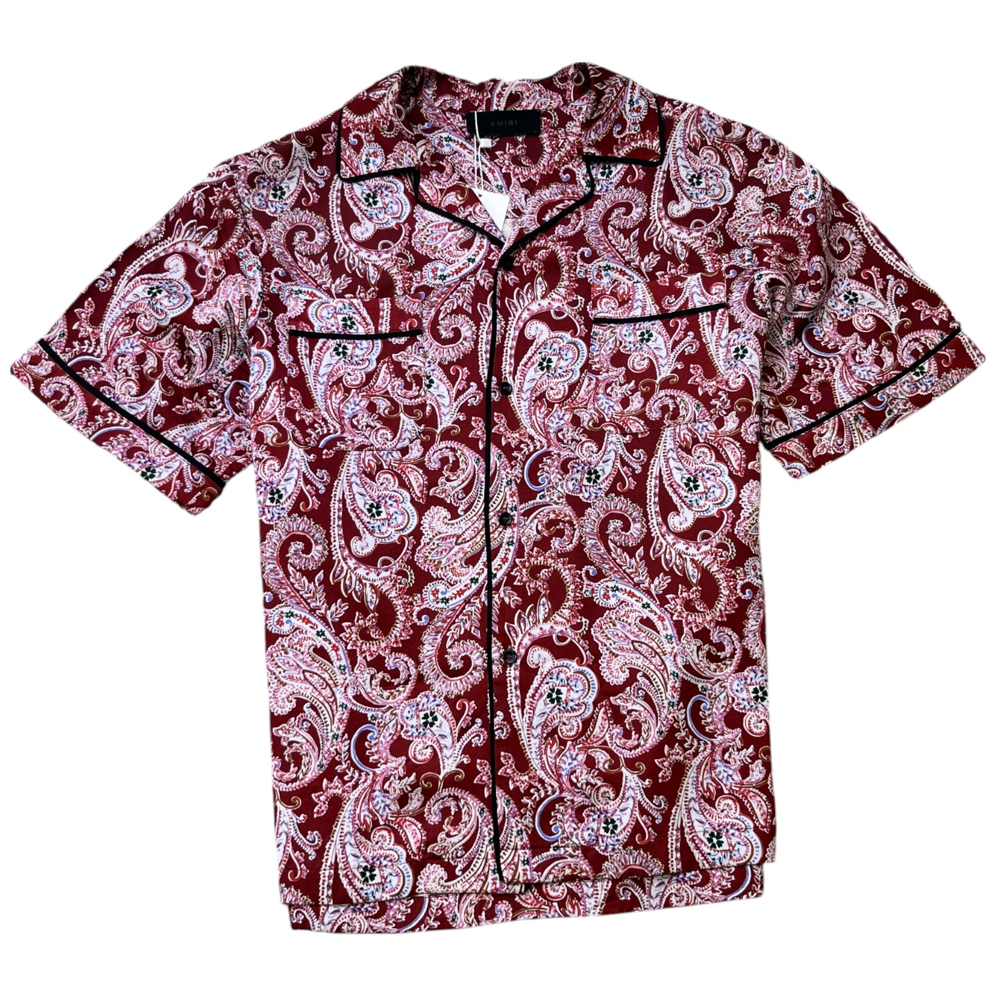Men's Paisley Logo Print Short Sleeve Shirt Red Size IT 48 / UK M