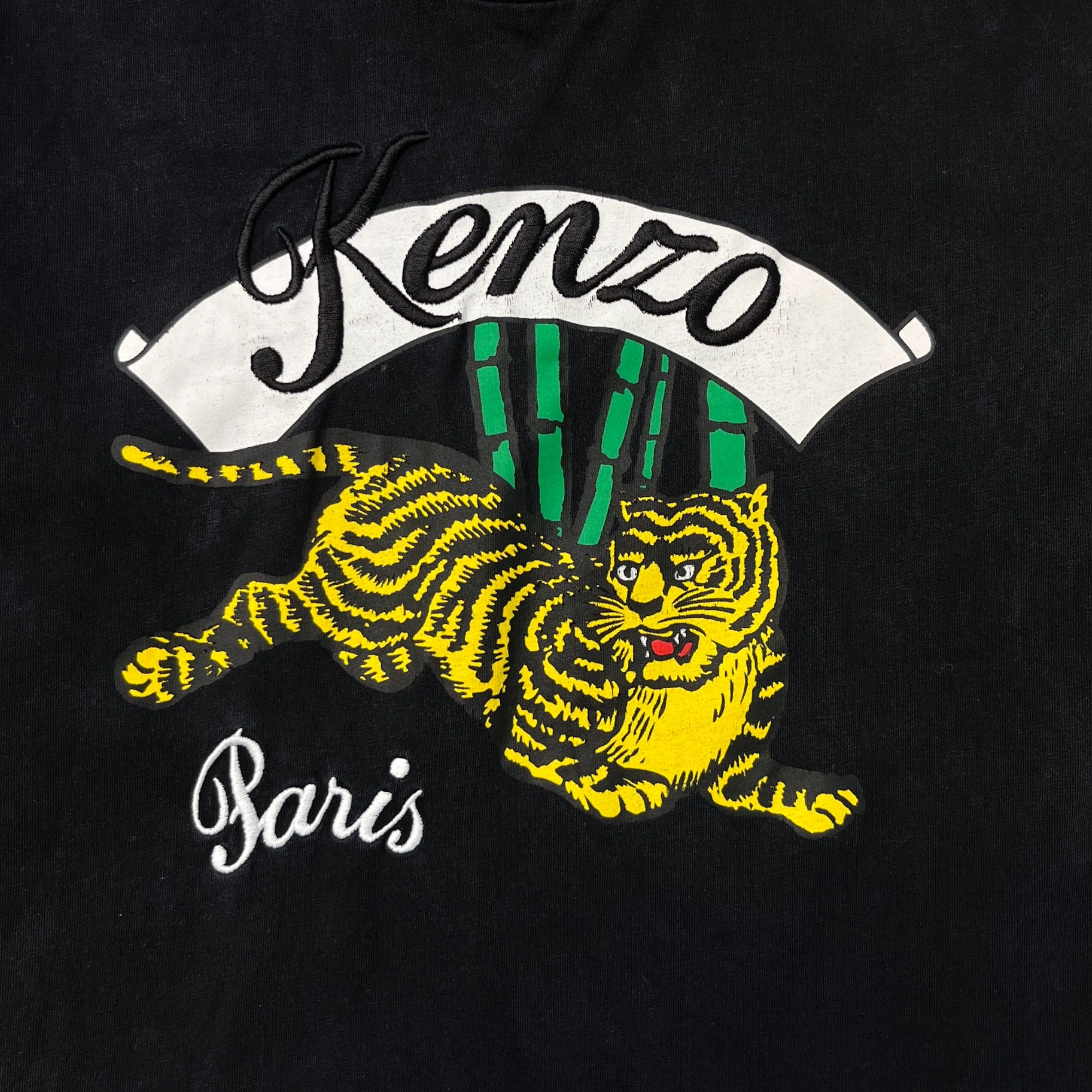 Men's Embroidered Logo Print T-Shirt Black Size S