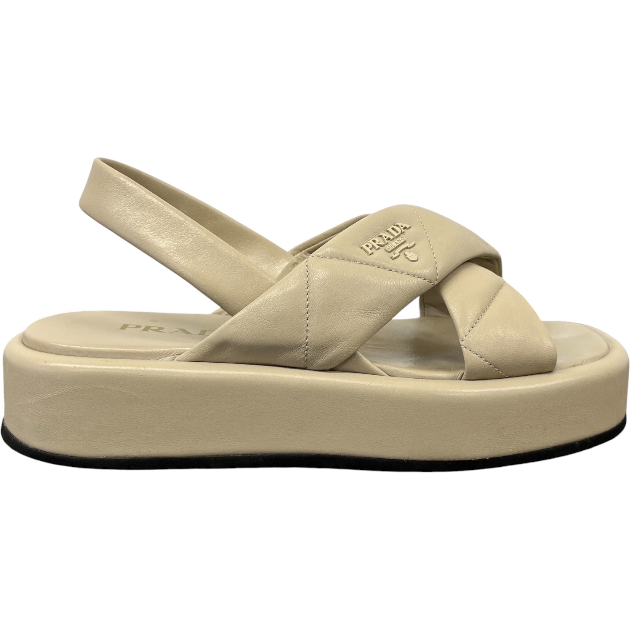 Women's Quilted Platform Sandals Beige Size EU 38.5 / UK 5.5