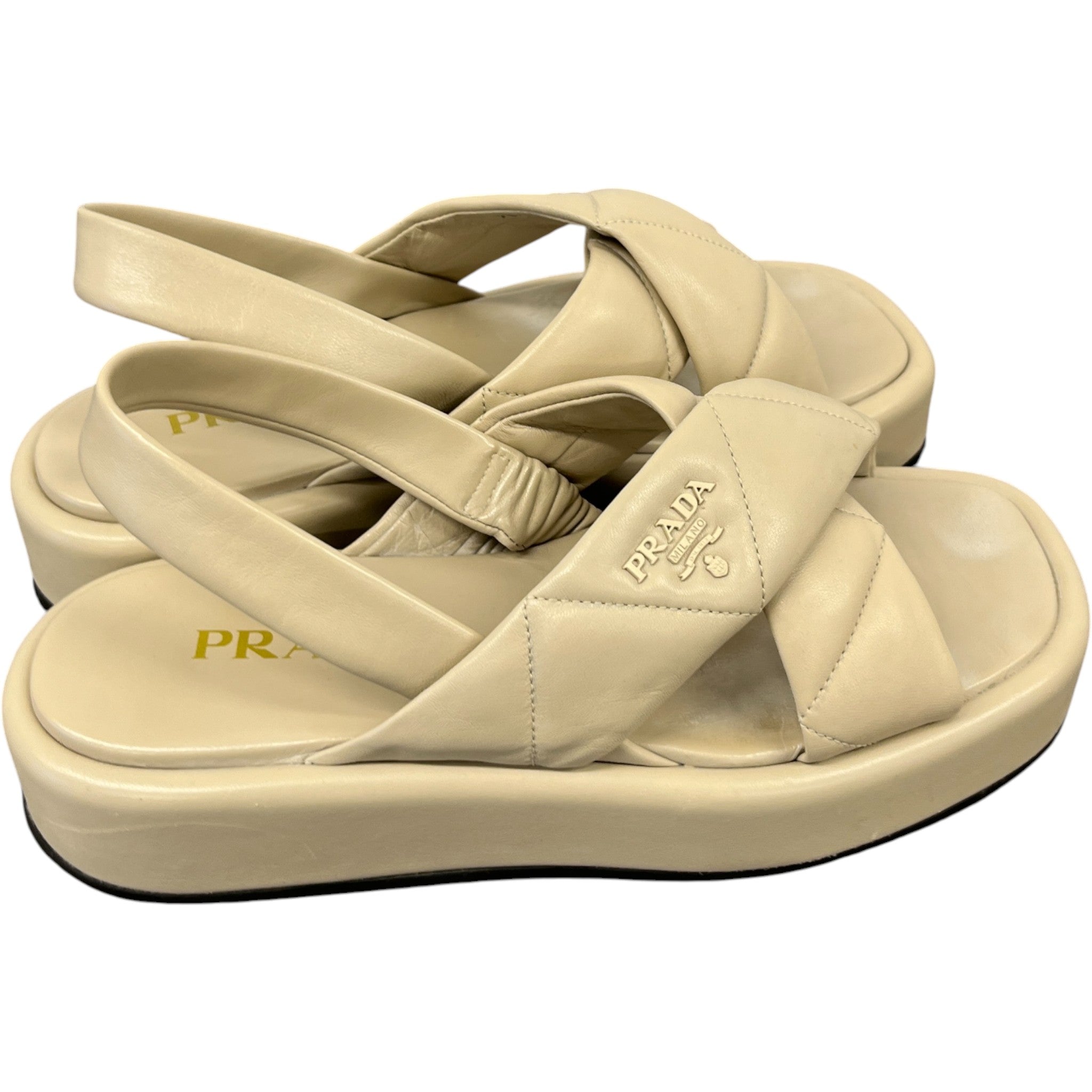 Women's Quilted Platform Sandals Beige Size EU 38.5 / UK 5.5