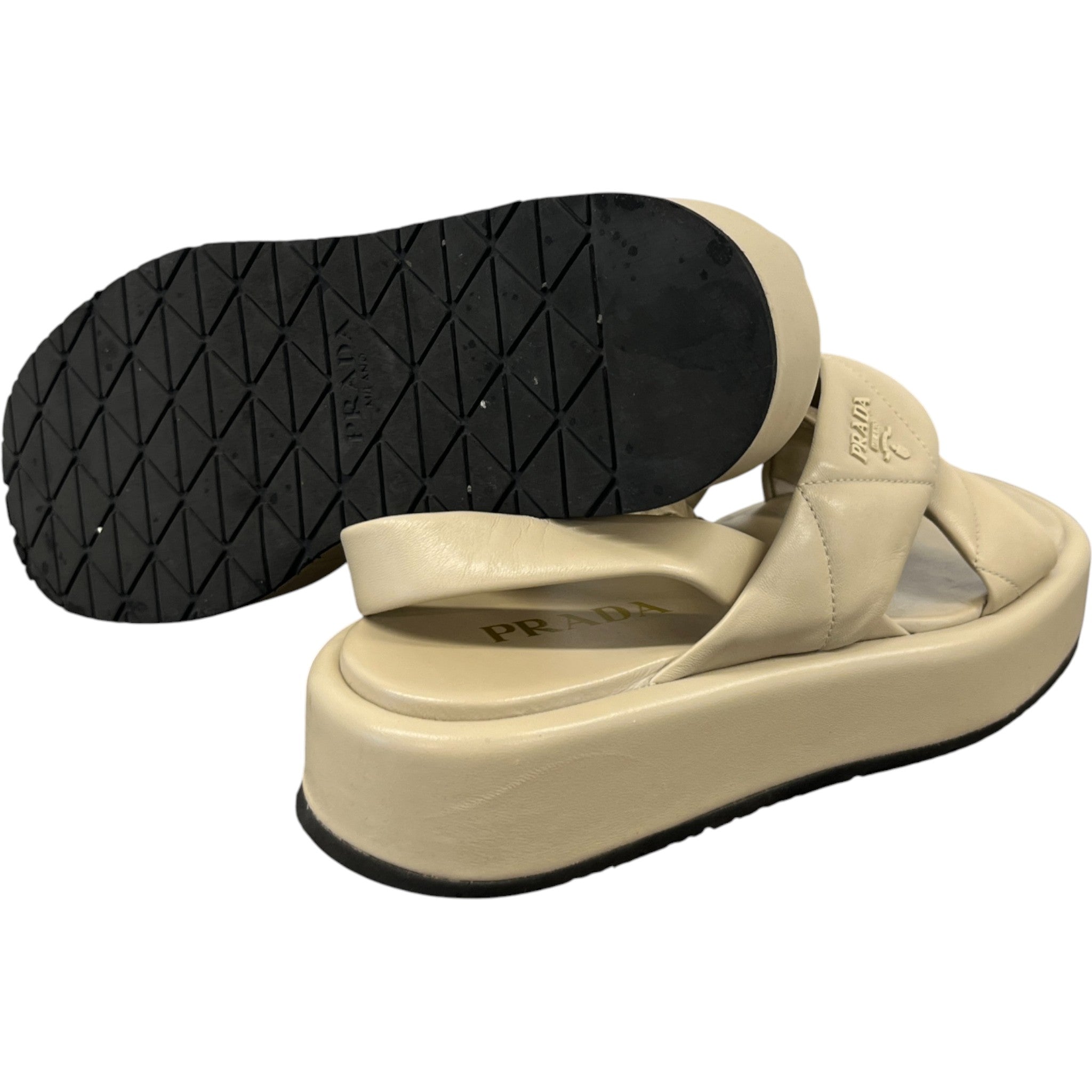 Women's Quilted Platform Sandals Beige Size EU 38.5 / UK 5.5