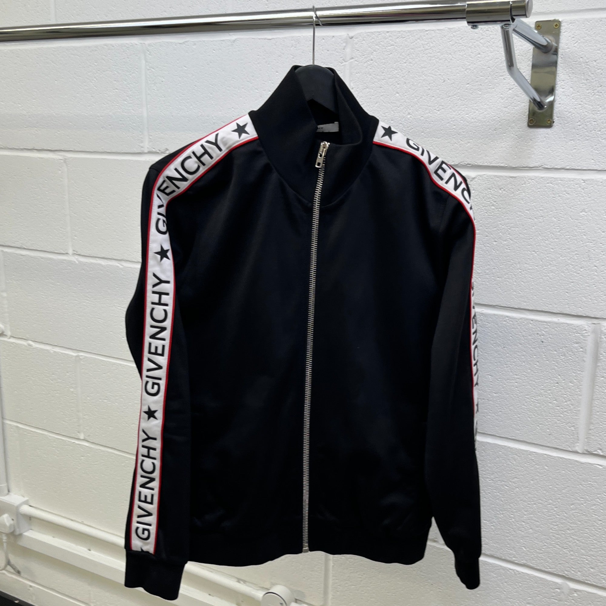 Men's Tape Logo Track Jacket Black Size M