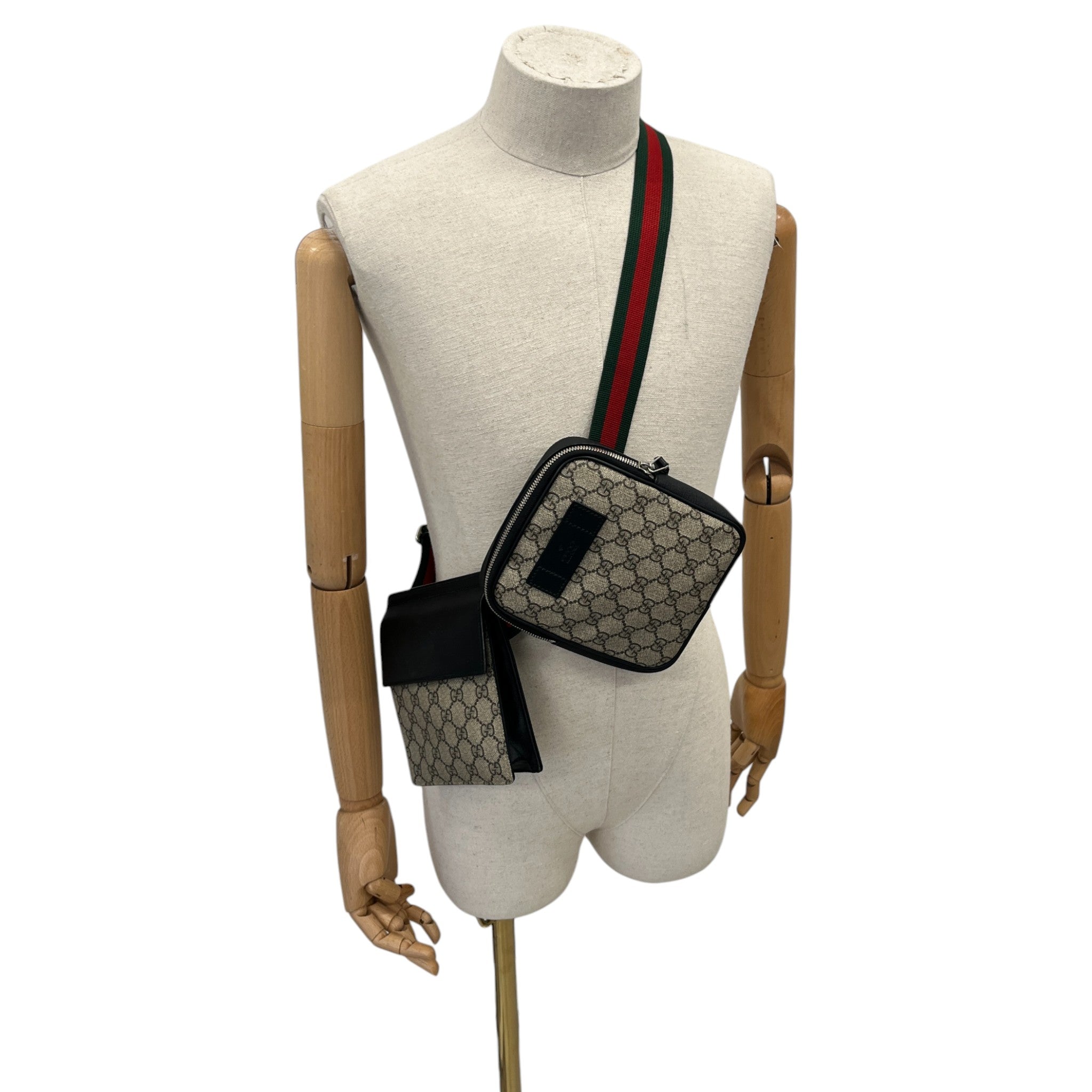 Men's Gg Supreme Double Belt Bag Beige