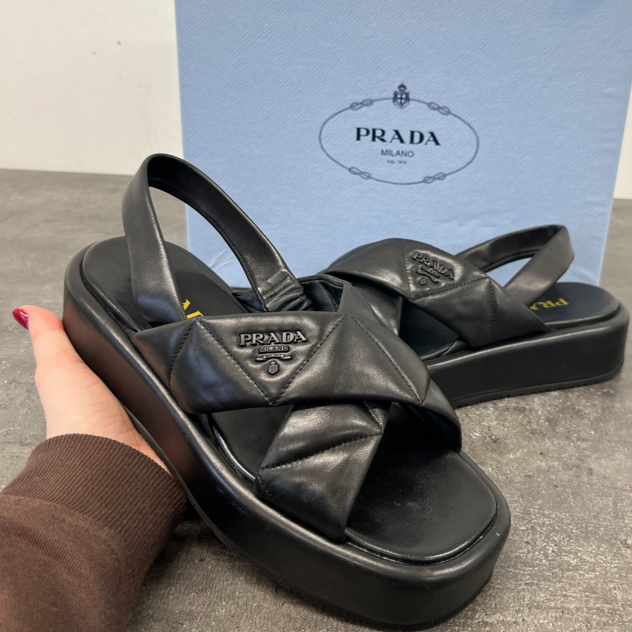 Women's Quilted Platform Sandals Black Size EU 38.5 / UK 5.5