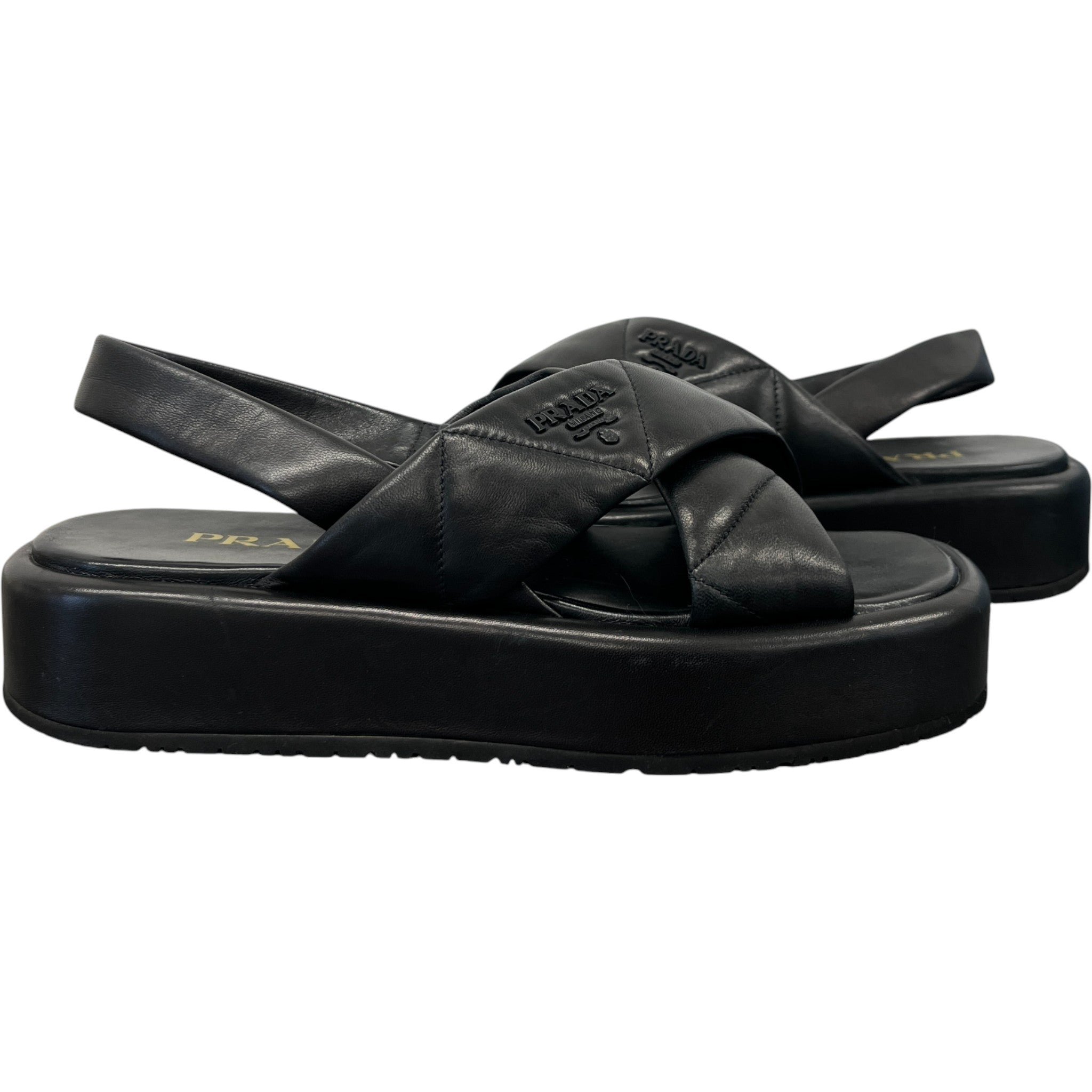 Women's Quilted Platform Sandals Black Size EU 38.5 / UK 5.5