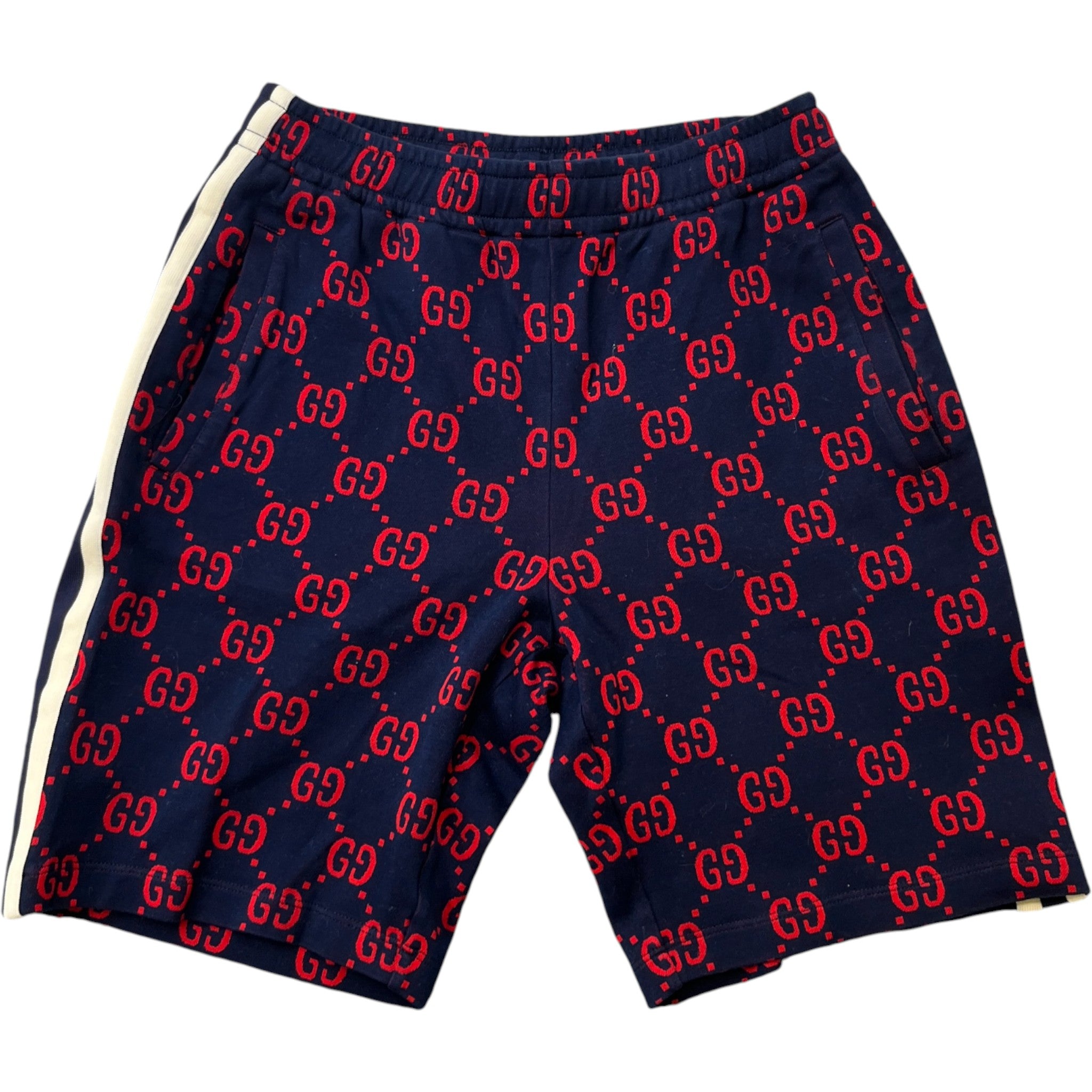 Men's Gg Monogram Jacquard Shorts Navy Size XS