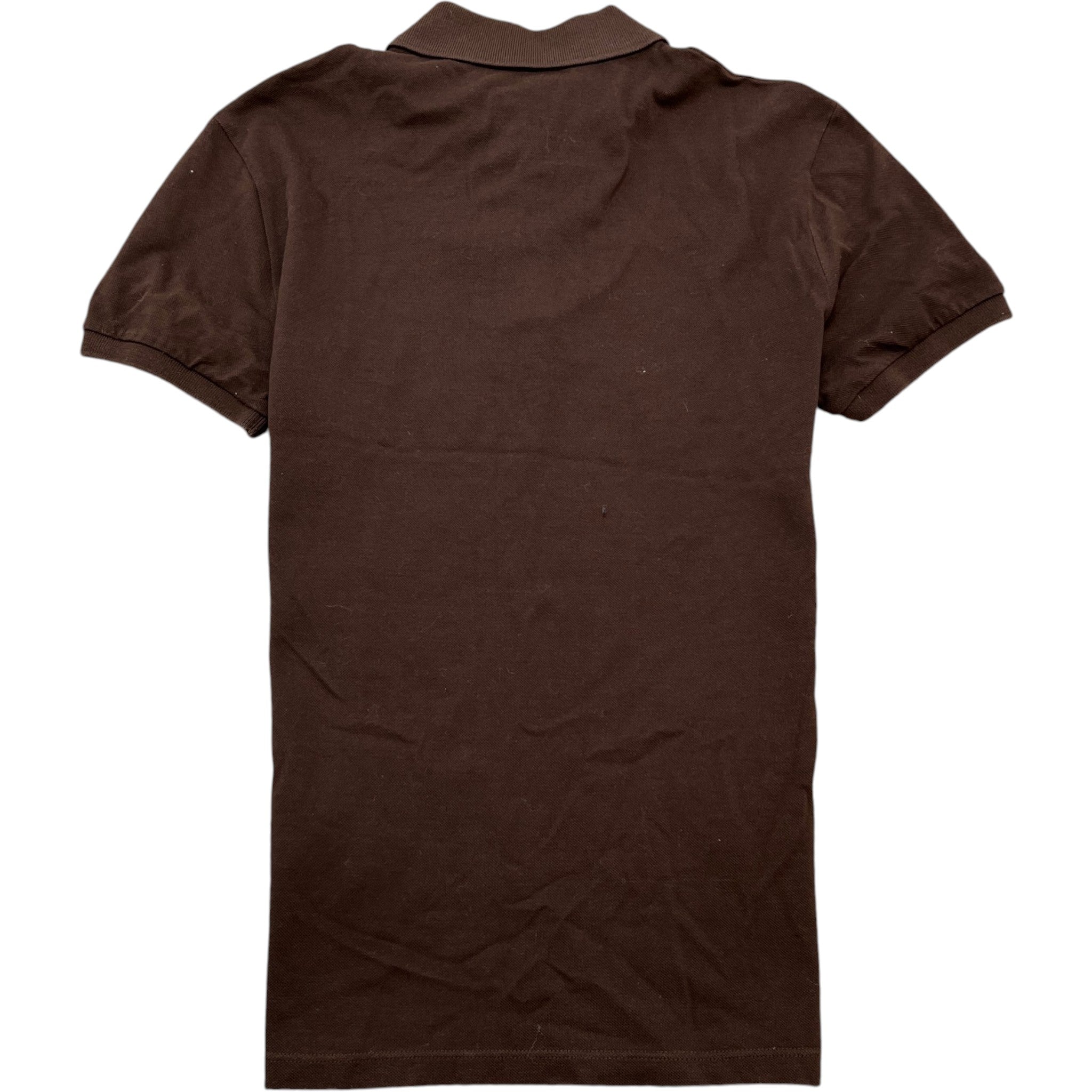 Men's Web Strip Polo Shirt Brown Size S