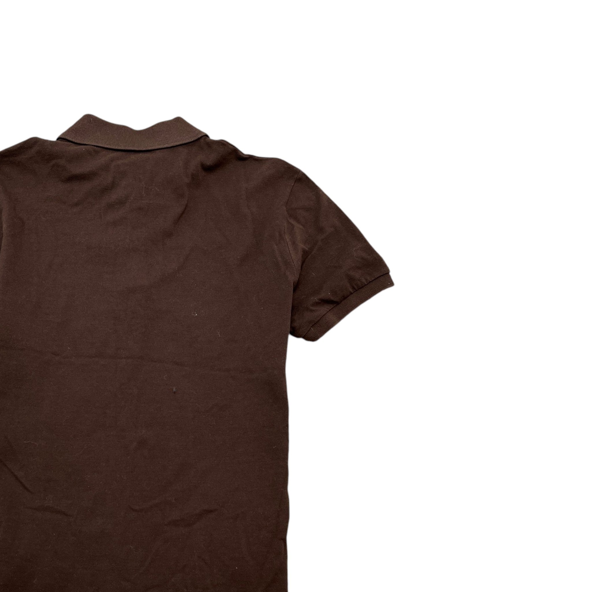 Men's Web Strip Polo Shirt Brown Size S
