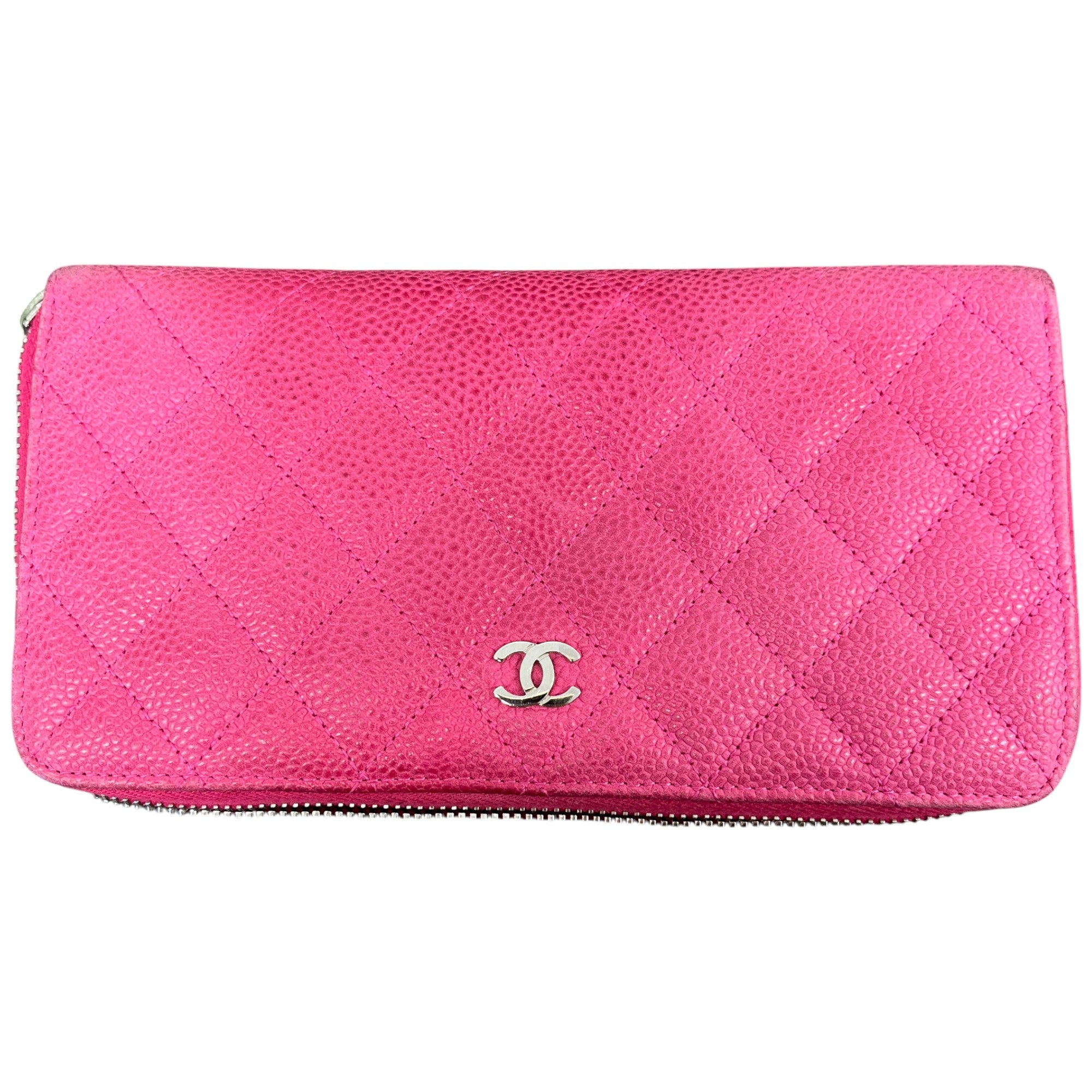 Women's Quilted Caviar Purse Pink
