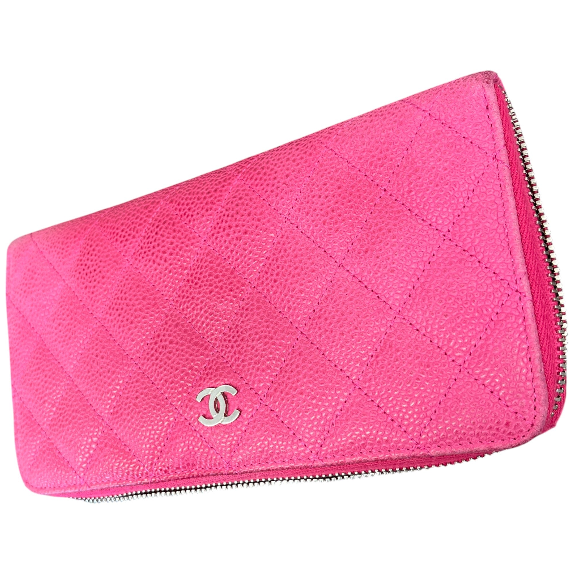 Women's Quilted Caviar Purse Pink