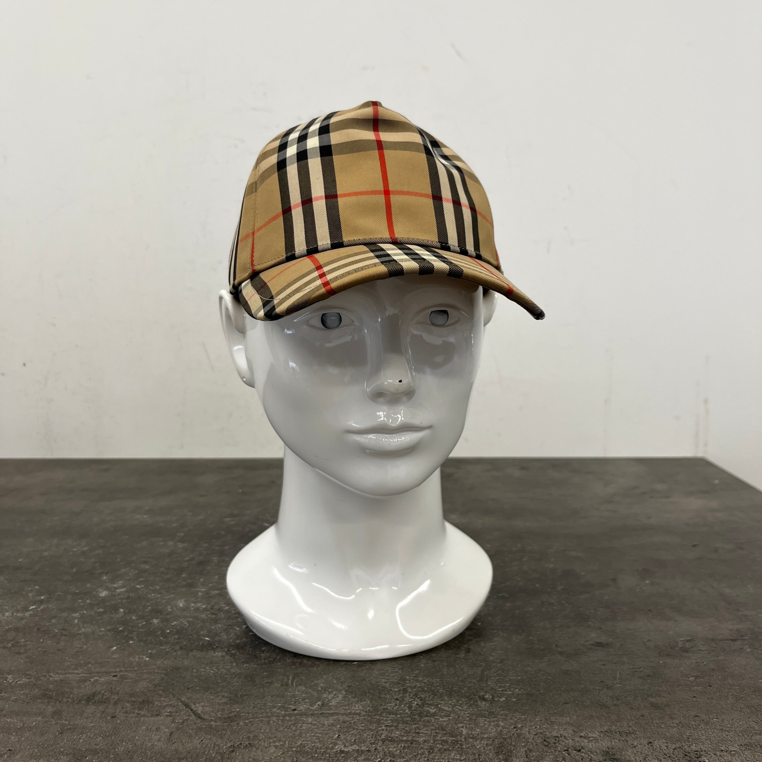 Men's Checkered Cap Beige Size S