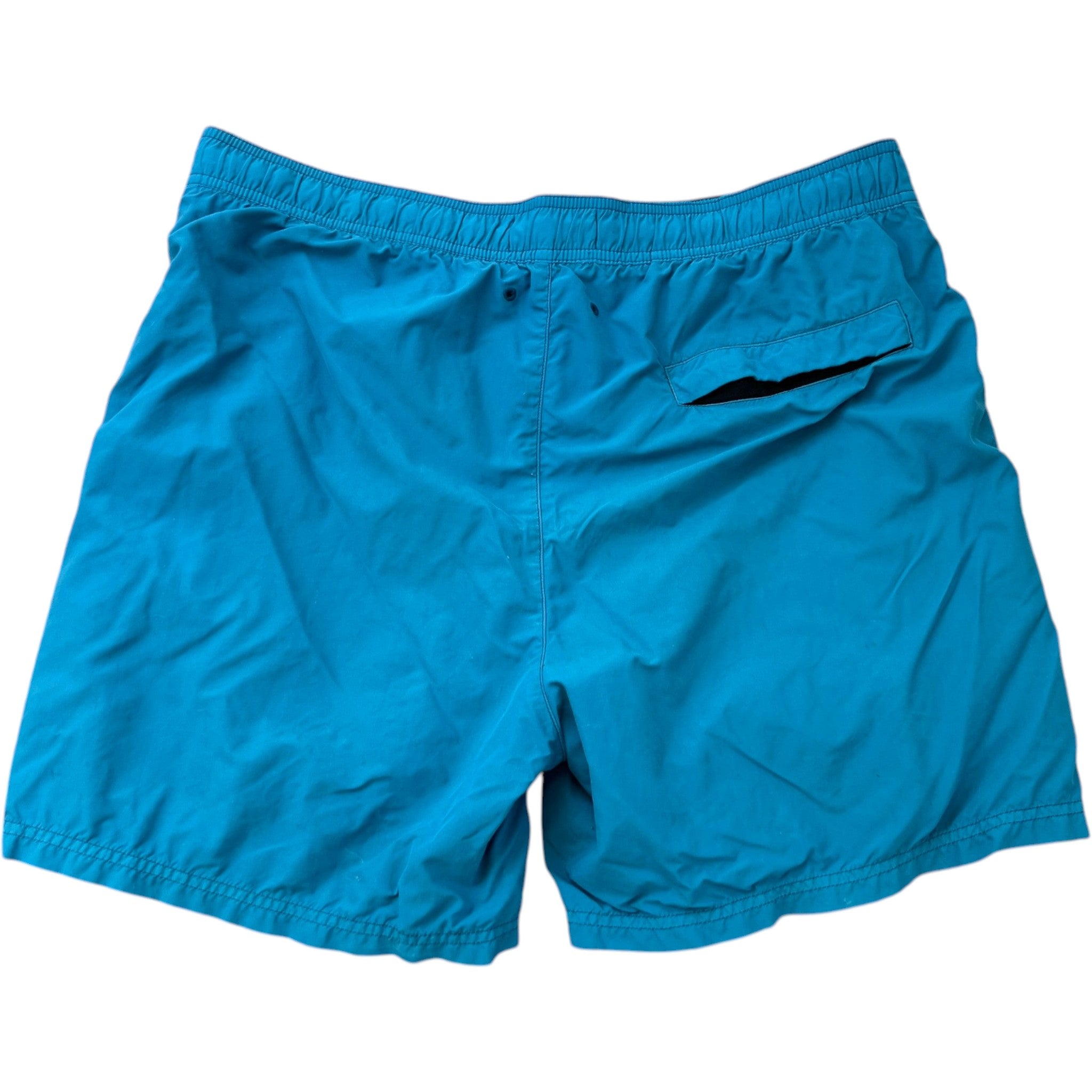 Men's Nylon Metal Compass Logo Swim Shorts Blue Size L