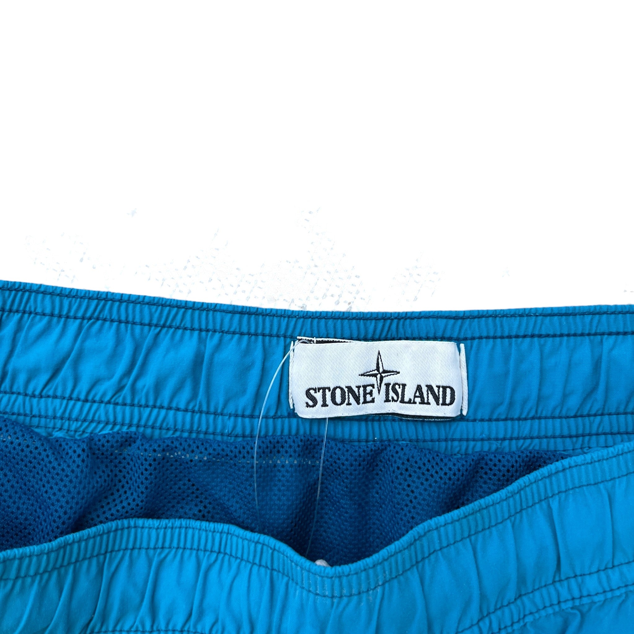 Men's Nylon Metal Compass Logo Swim Shorts Blue Size L