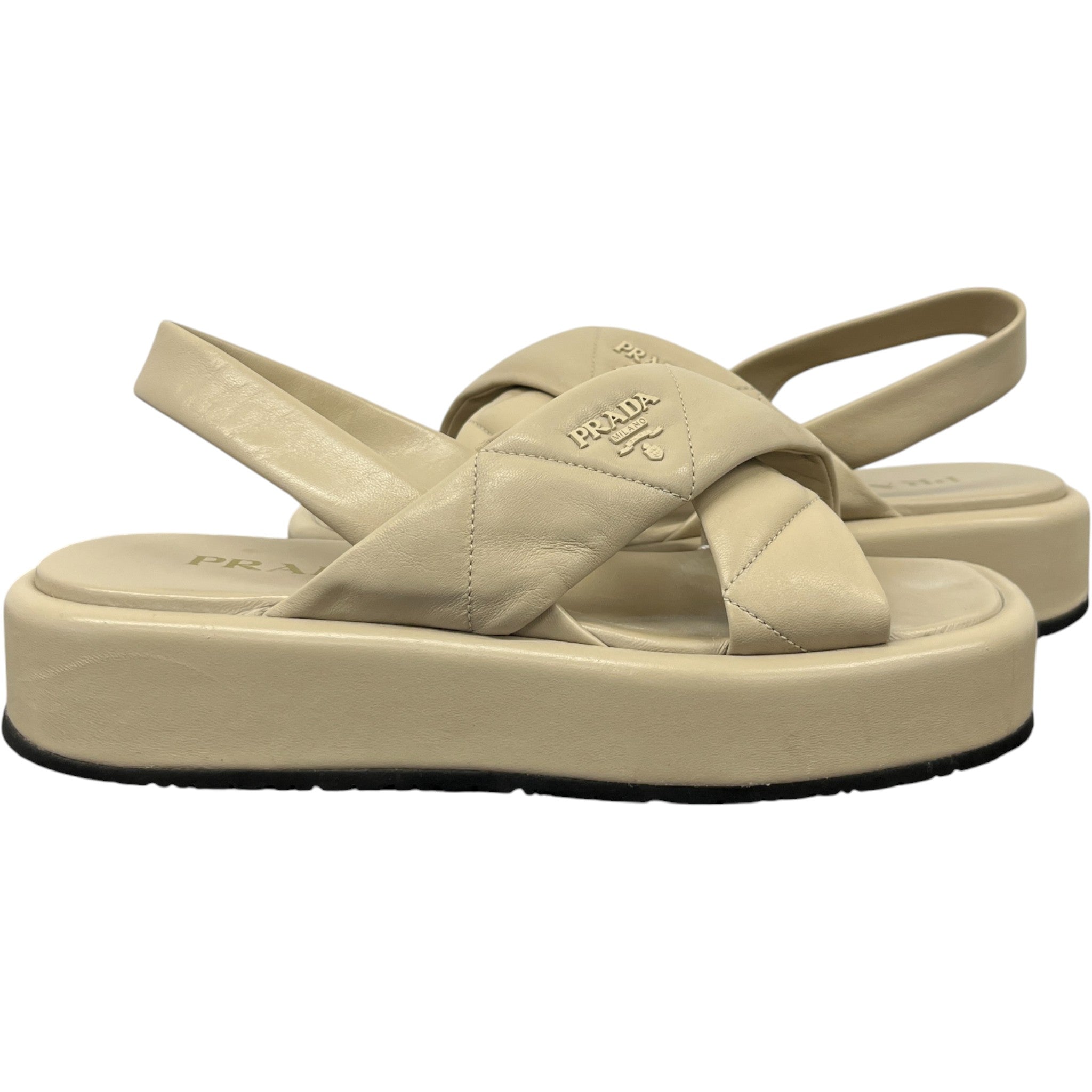 Women's Quilted Platform Sandals Beige Size EU 38.5 / UK 5.5