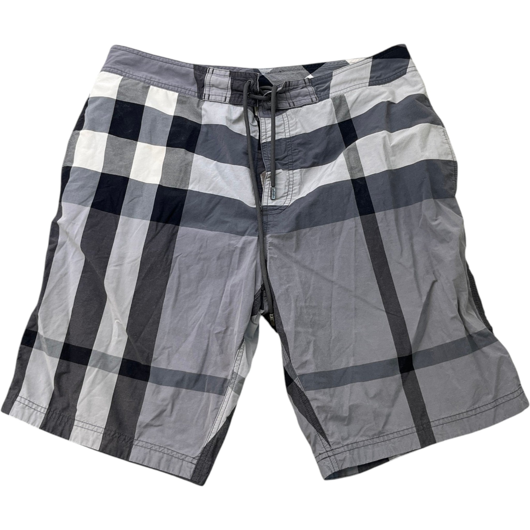 Men's Check Print Swim Shorts Charcoal Size L