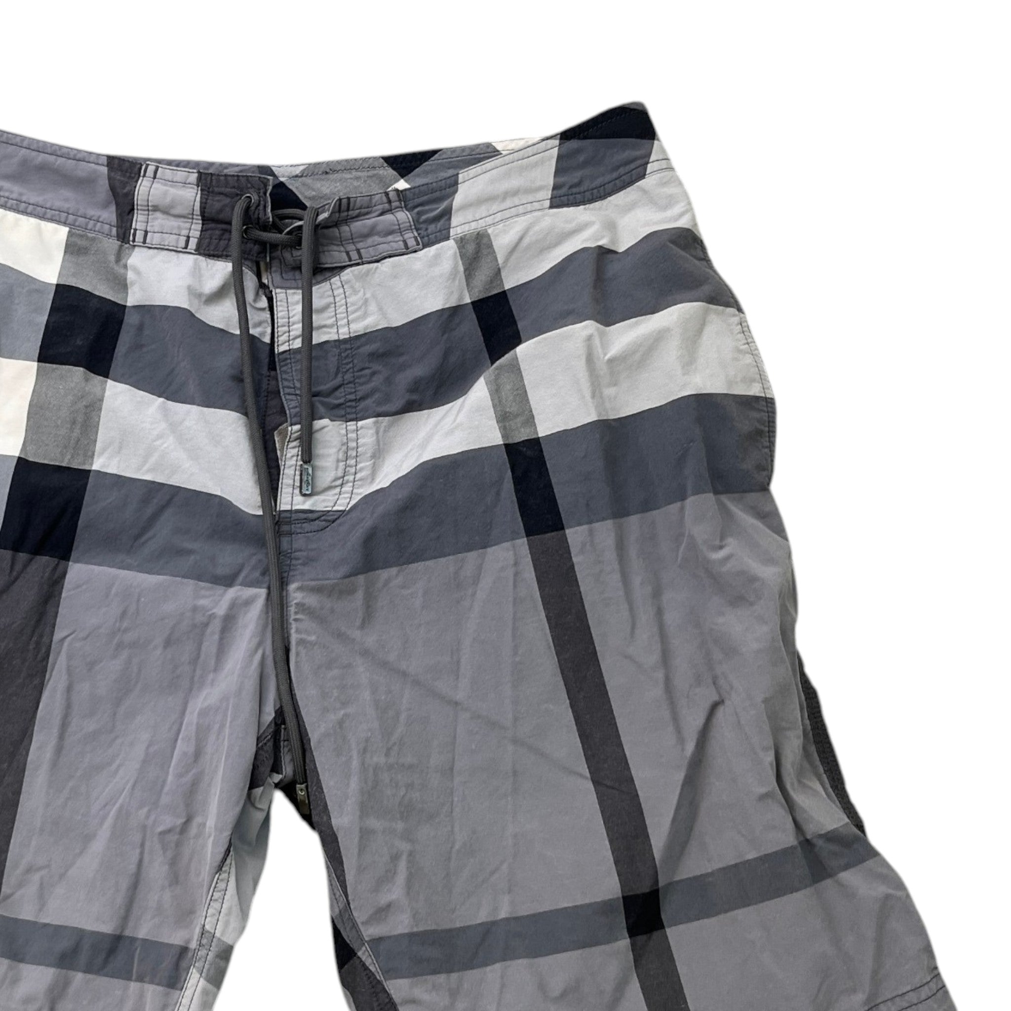 Men's Check Print Swim Shorts Charcoal Size L