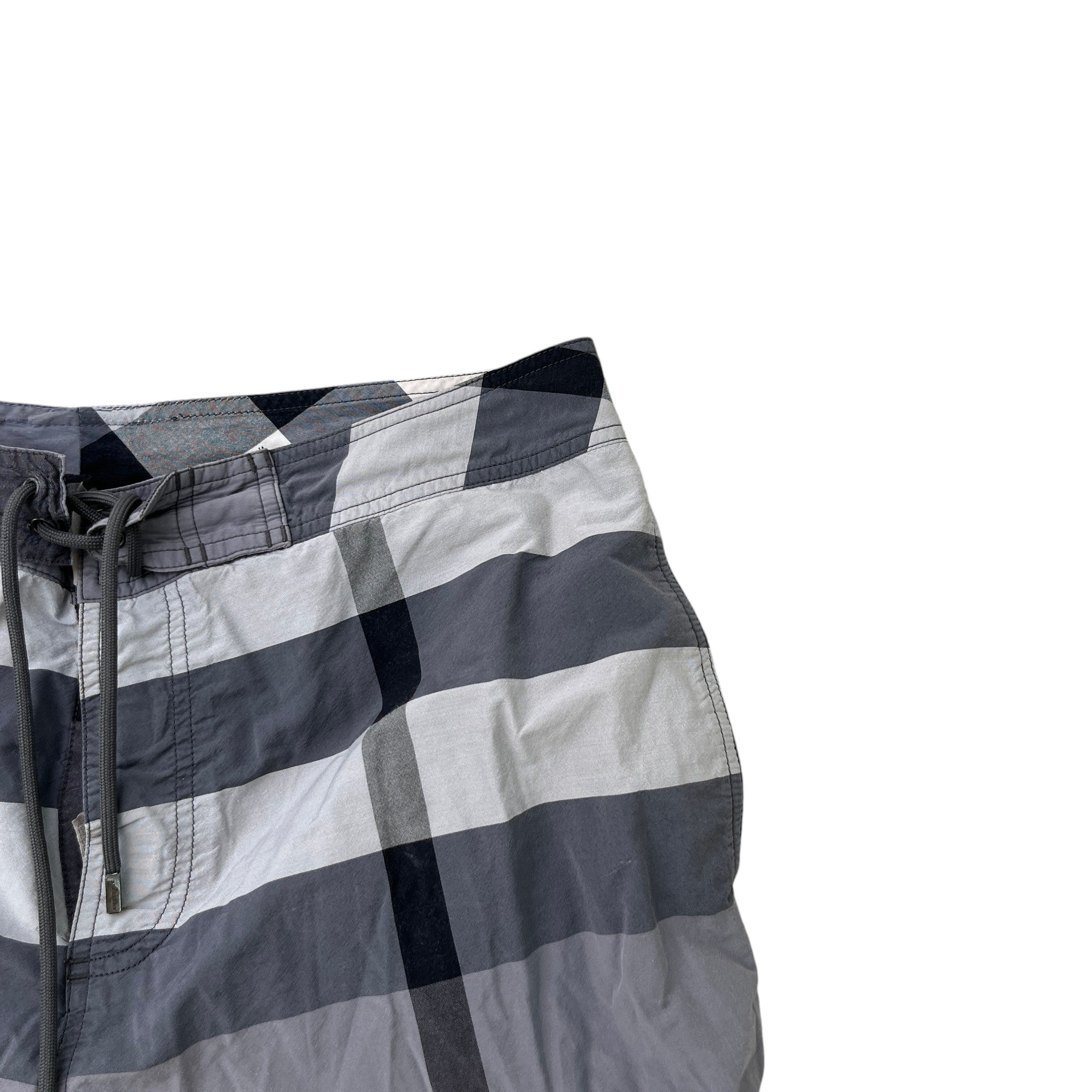 Men's Check Print Swim Shorts Charcoal Size L
