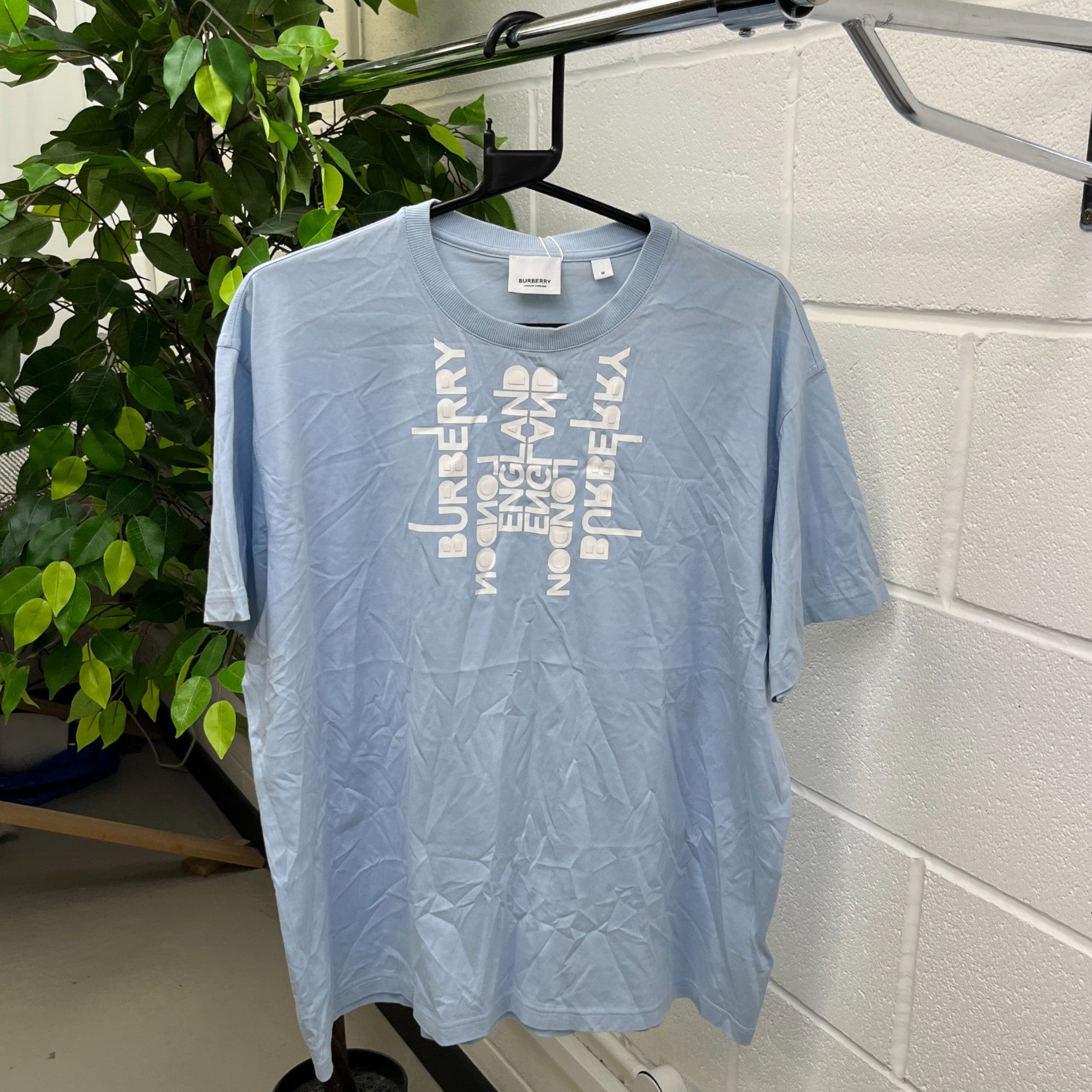 Men's Logo Print T-Shirt Blue Size M