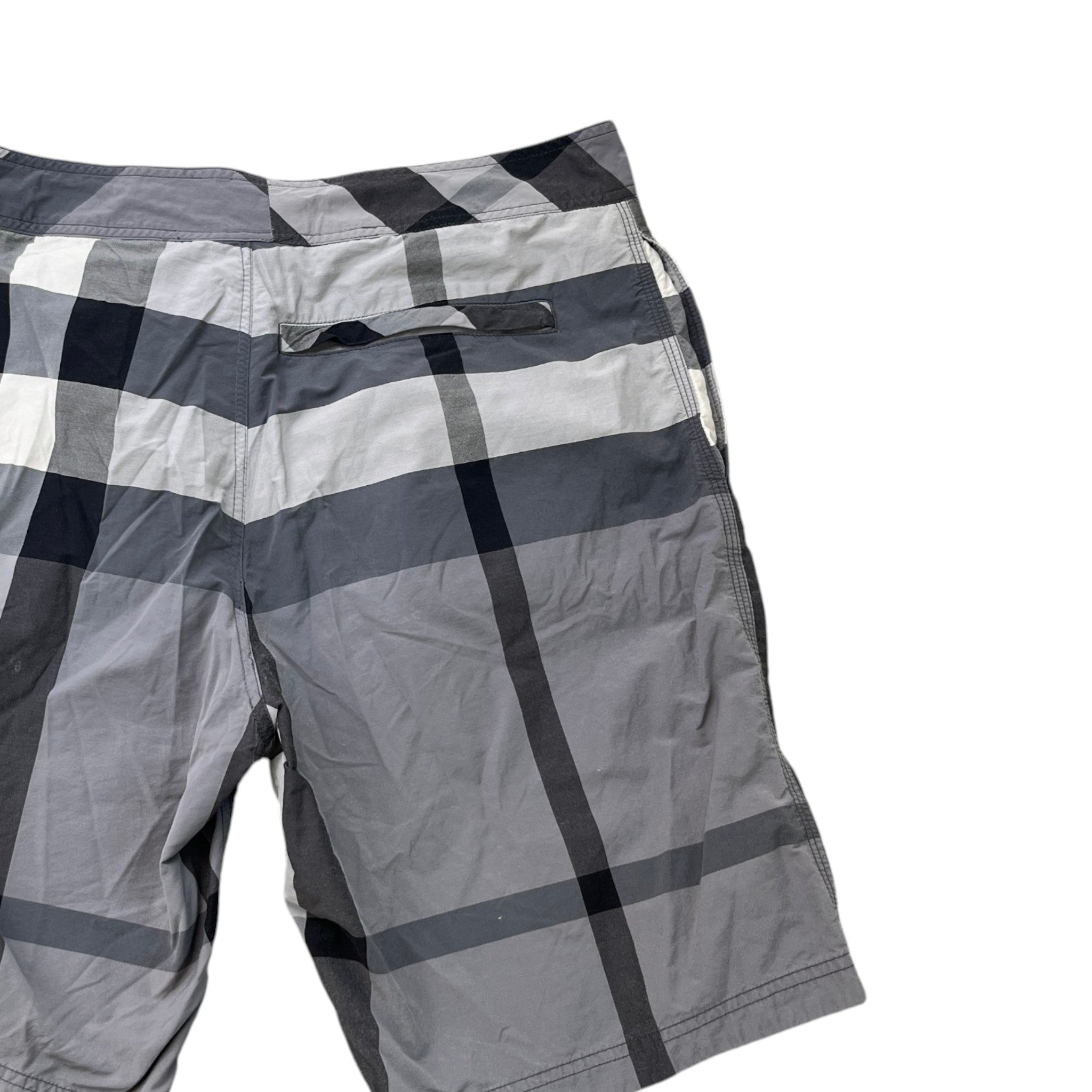 Men's Check Print Swim Shorts Charcoal Size L