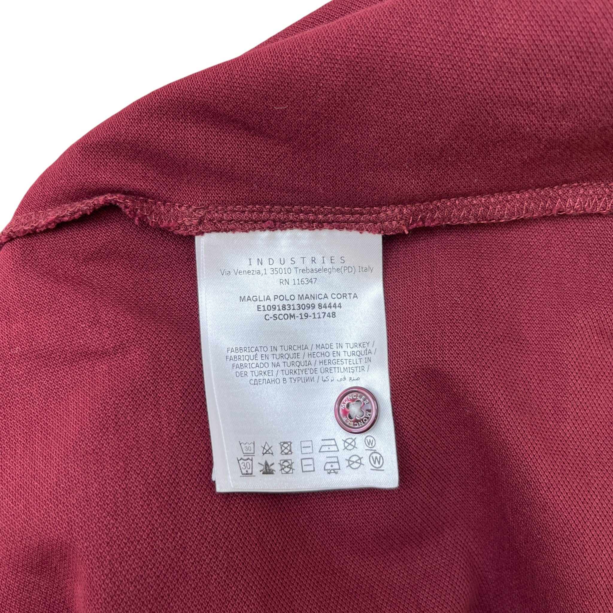 Men's Maglia Manica Corta Polo Shirt Burgundy Size S